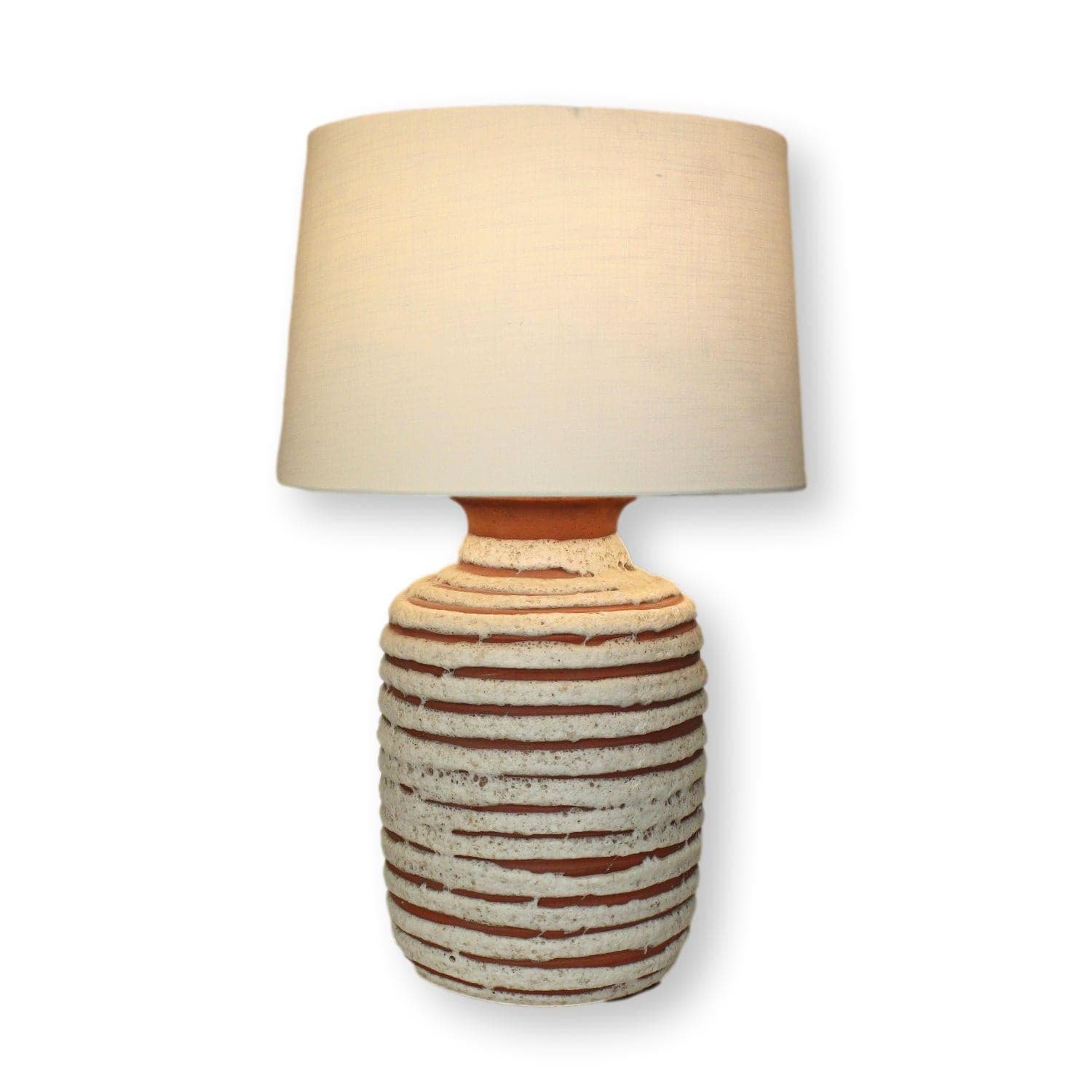 Terra Cotta Table Lamp w/White Rings - Thumbnail 2