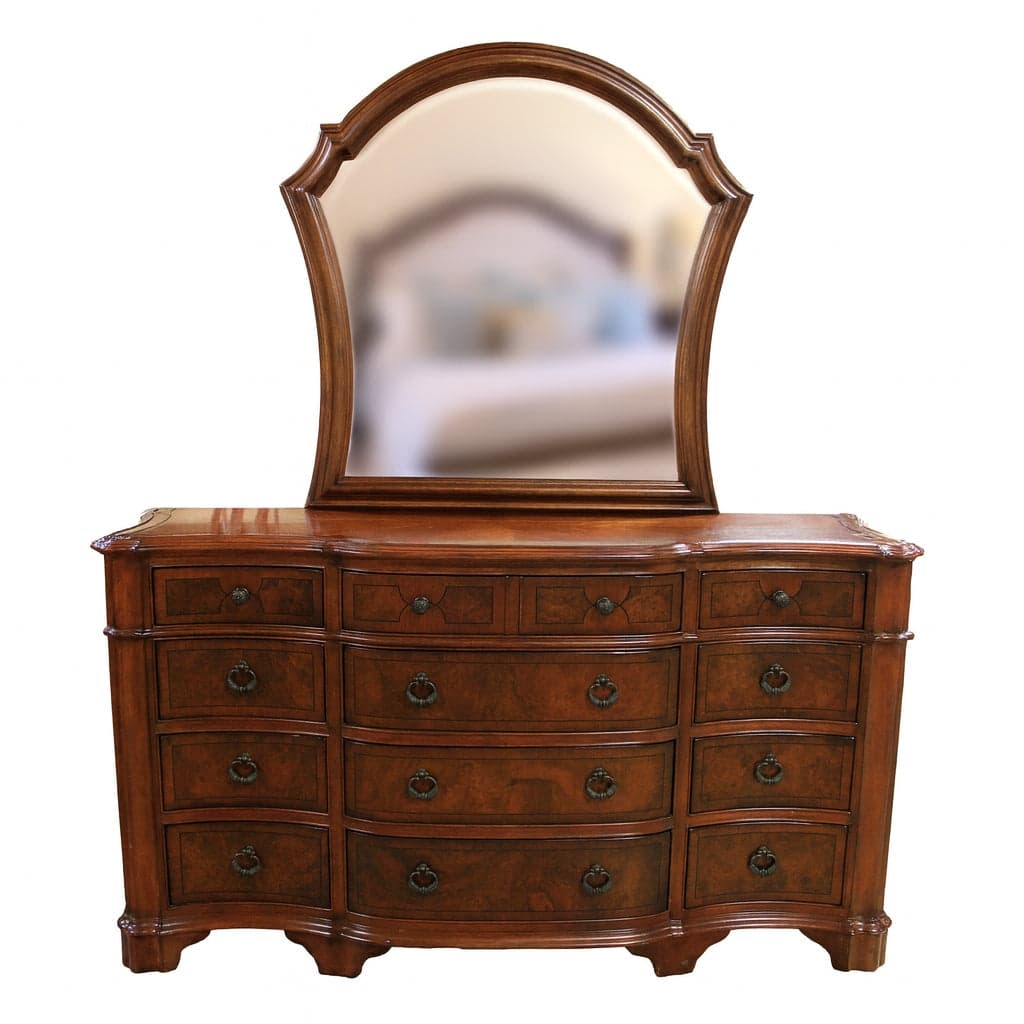 Serpentine Triple Dresser w/Mirror - Brown
