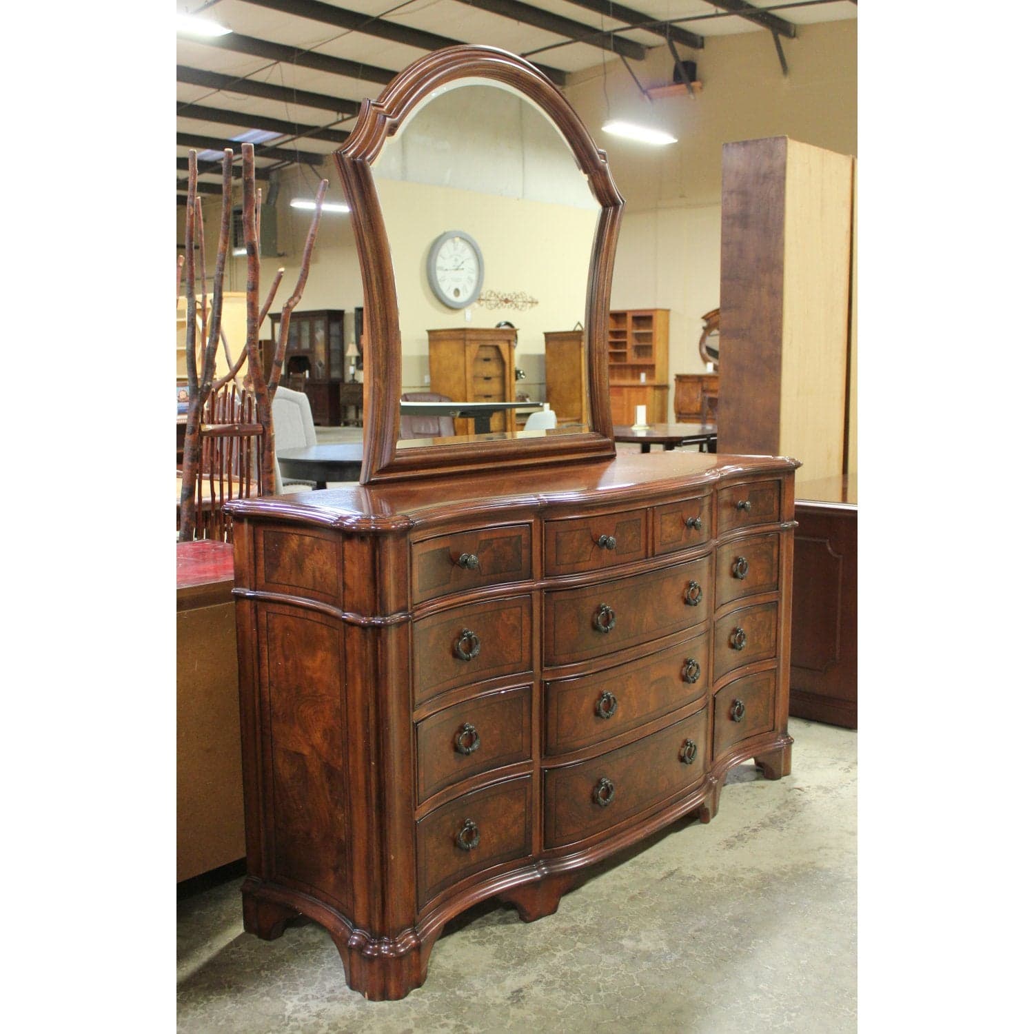 Serpentine Triple Dresser w/Mirror - Brown - Thumbnail 3