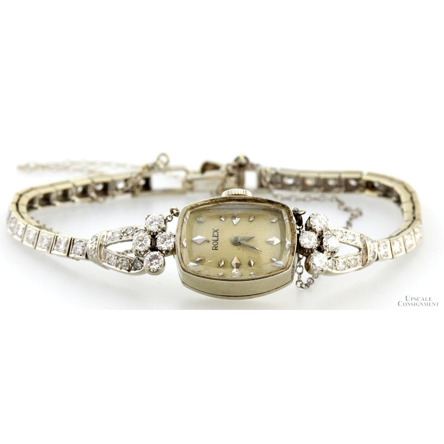 Vintage Rolex 14K White Gold 1.58ctw Diamond Cocktail Watch - Size 6 - Thumbnail 2