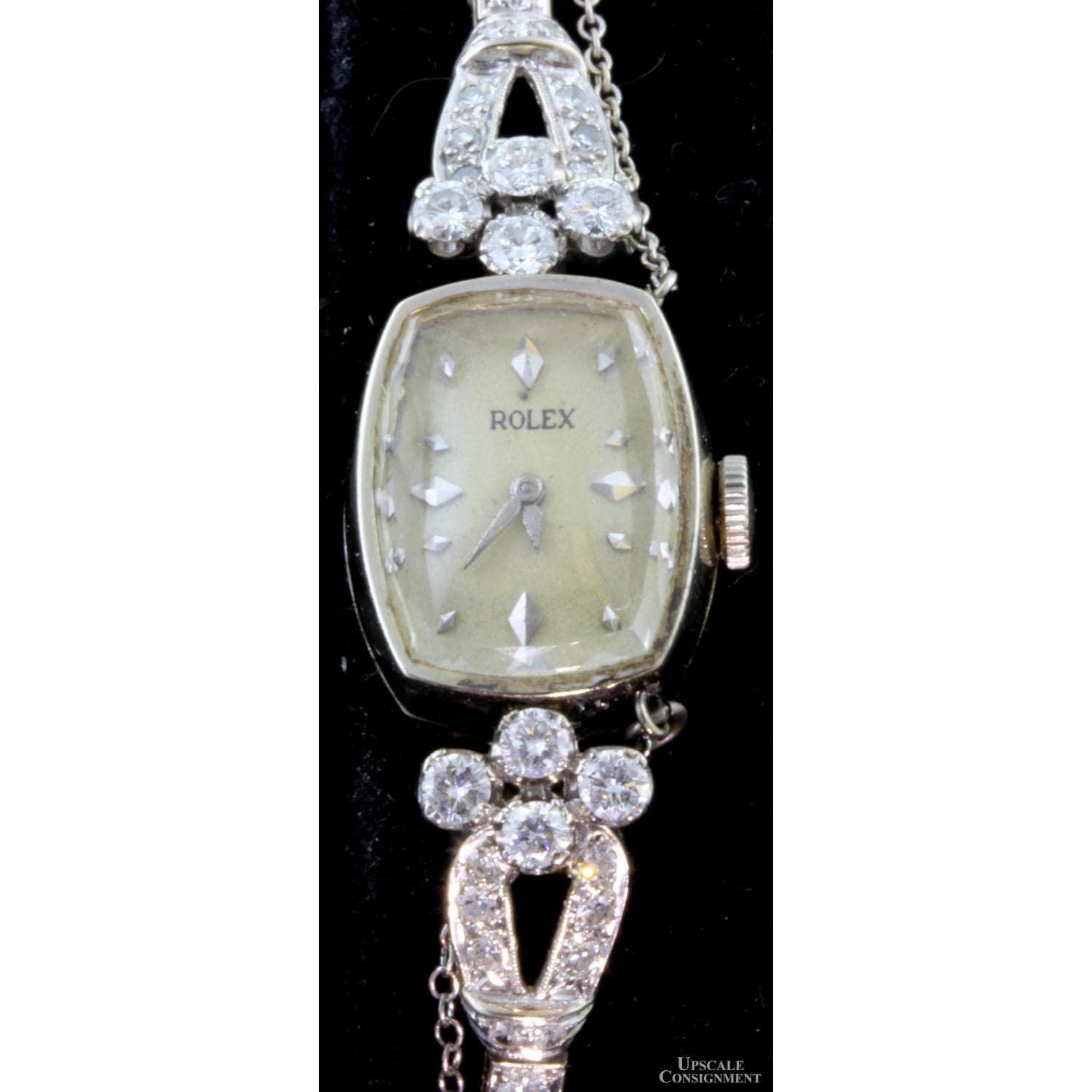 Vintage Rolex 14K White Gold 1.58ctw Diamond Cocktail Watch - Size 6 - Thumbnail 3