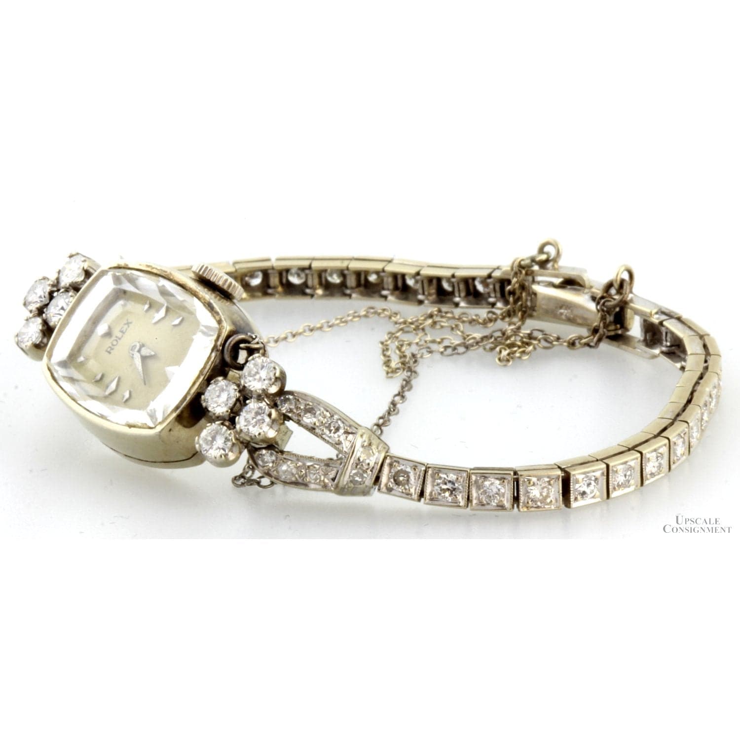 Vintage Rolex 14K White Gold 1.58ctw Diamond Cocktail Watch - Size 6 - Thumbnail 5