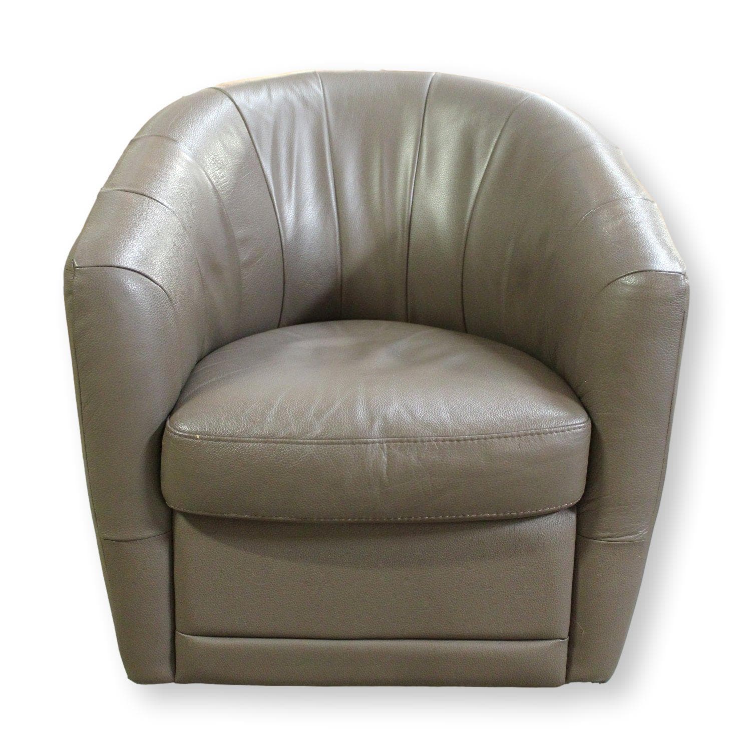 Brown Vinyl Swivel Barrel Accent Chair - Brown - Image 1