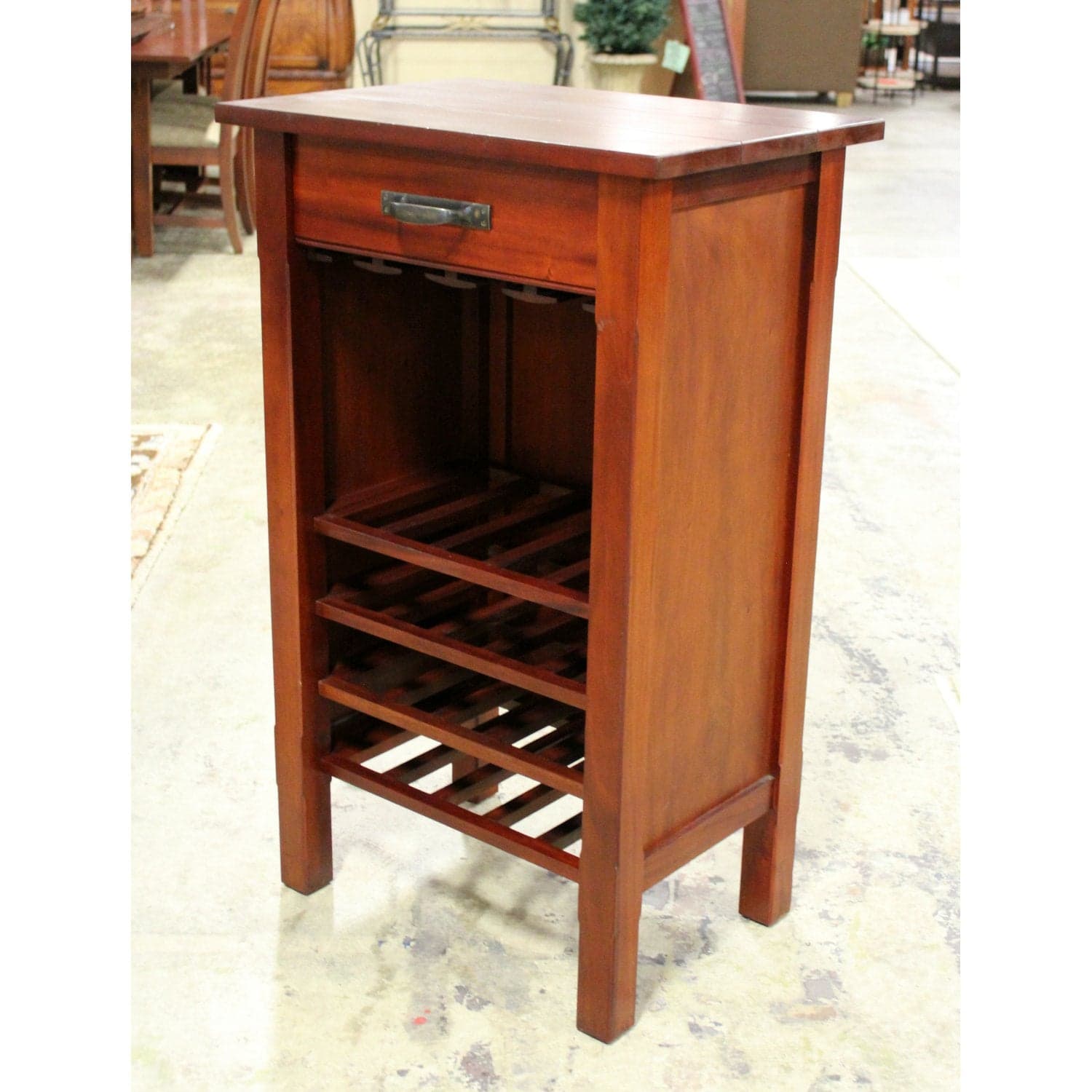 Wine Shelf w/Drawer - Mahogany - Thumbnail 3