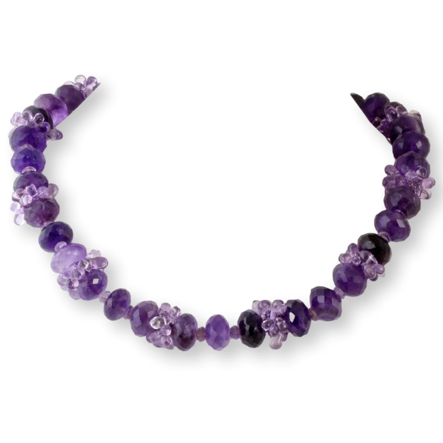 Natural Amethyst Rondell & Teardrop Beaded Necklace - 18.5" - Thumbnail 5