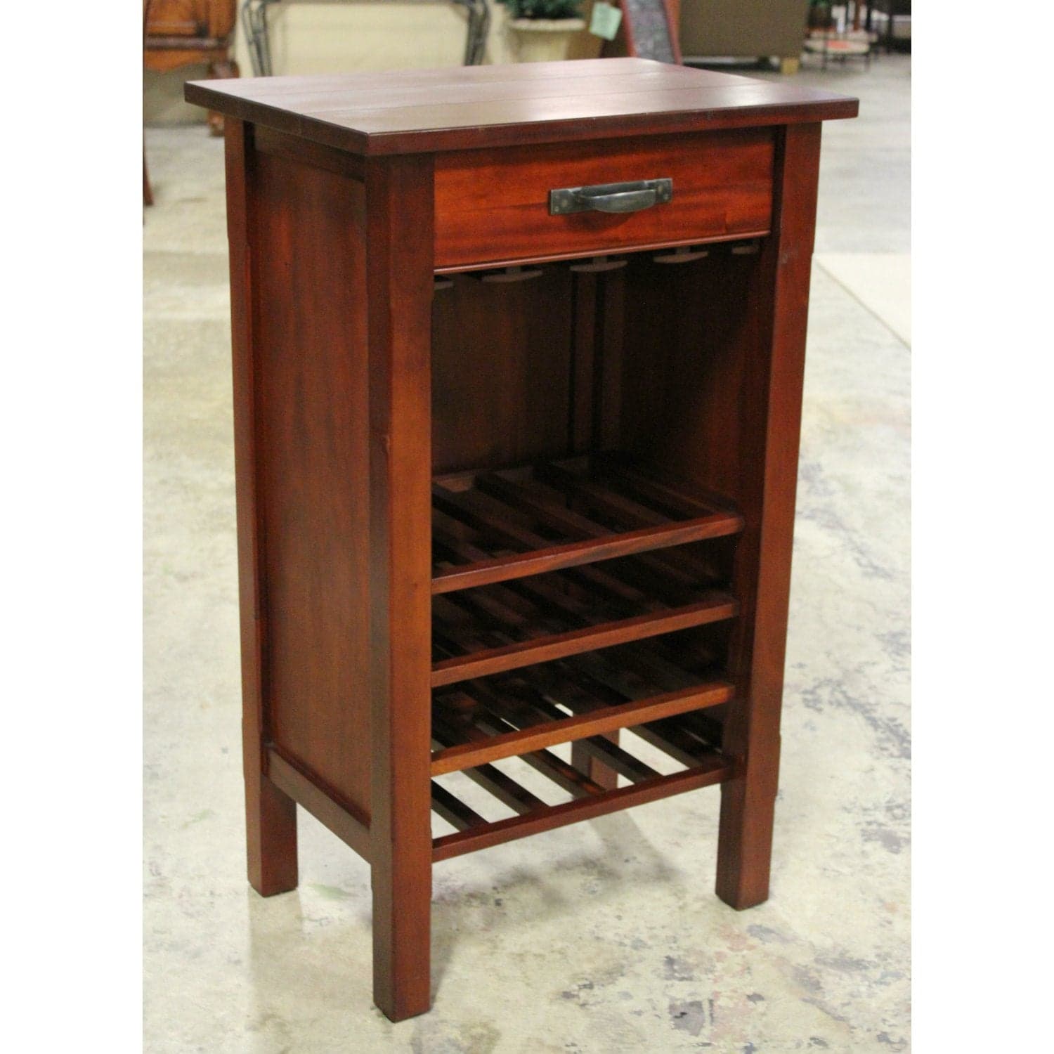 Wine Shelf w/Drawer - Mahogany - Thumbnail 2