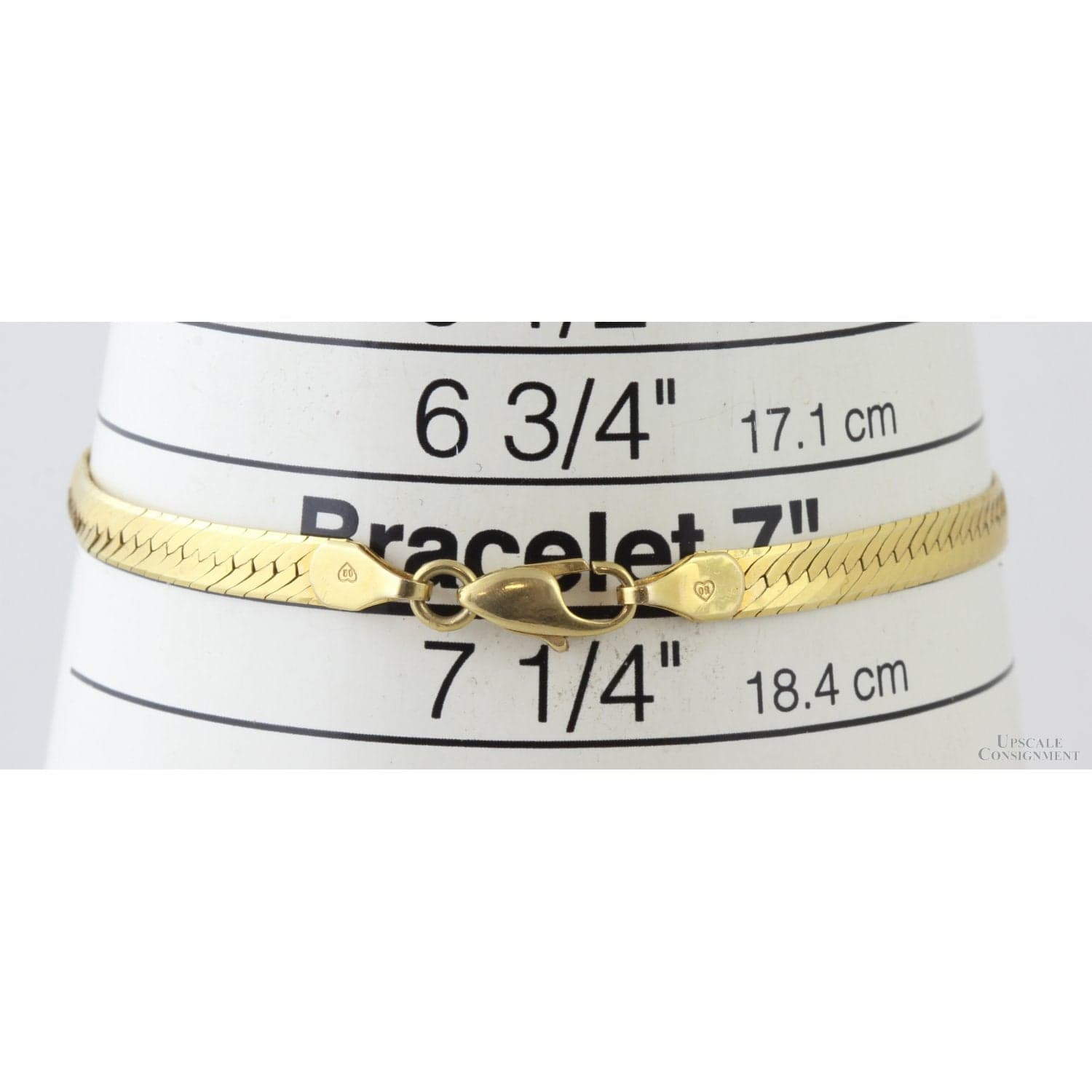 14K Yellow Gold 5mm(w) Flat Herringbone Chain Bracelet - 7 in - Thumbnail 4