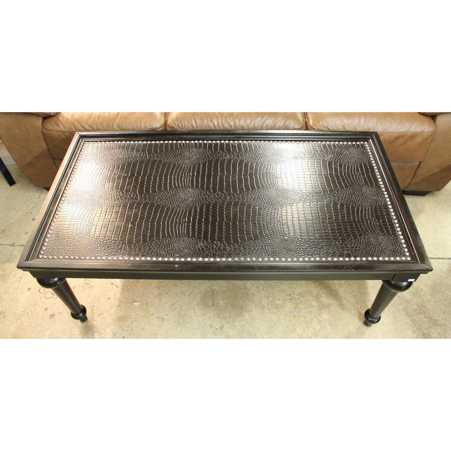 Faux Alligator Skin Coffee Table - Black - Thumbnail 4