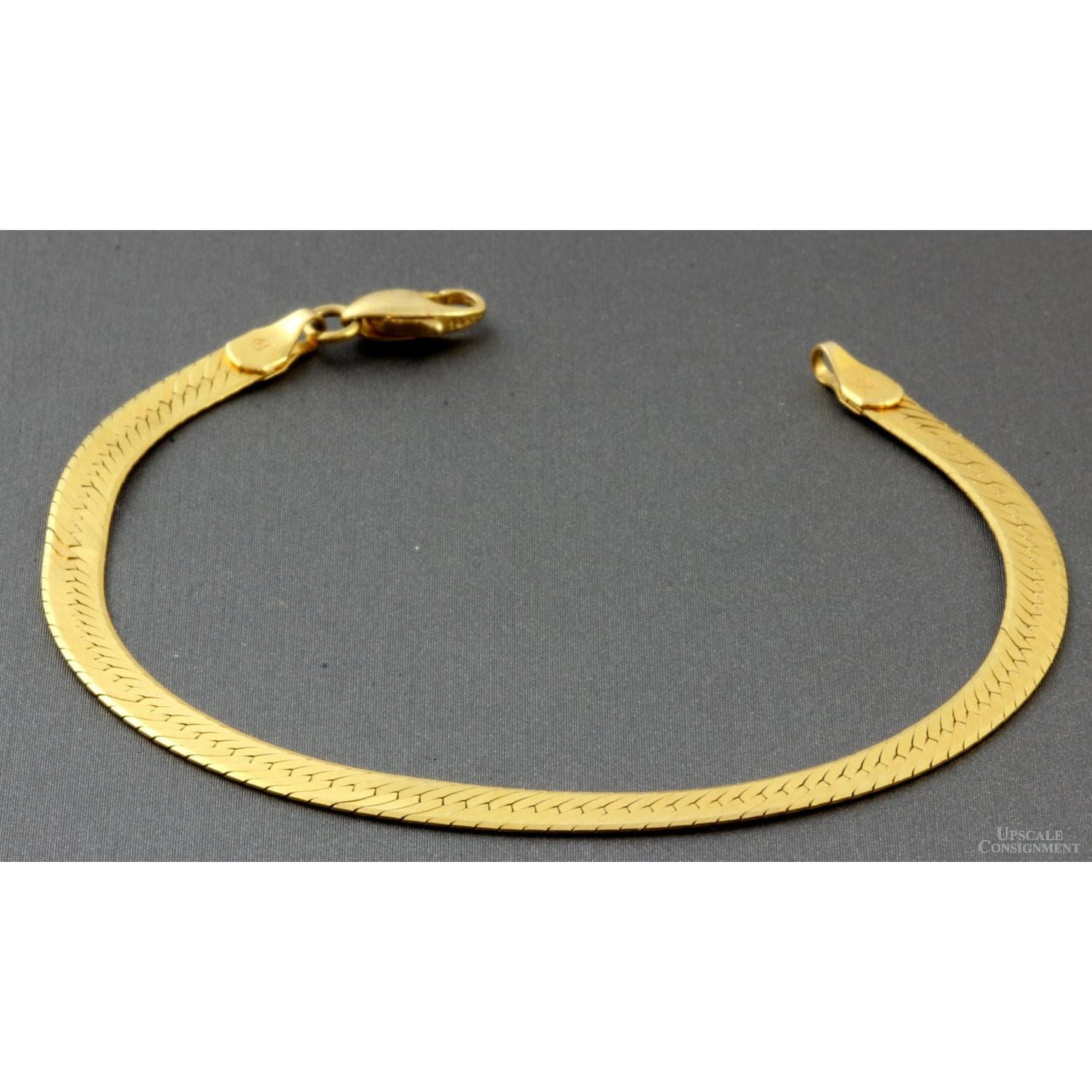 14K Yellow Gold 5mm(w) Flat Herringbone Chain Bracelet - 7 in - Thumbnail 3