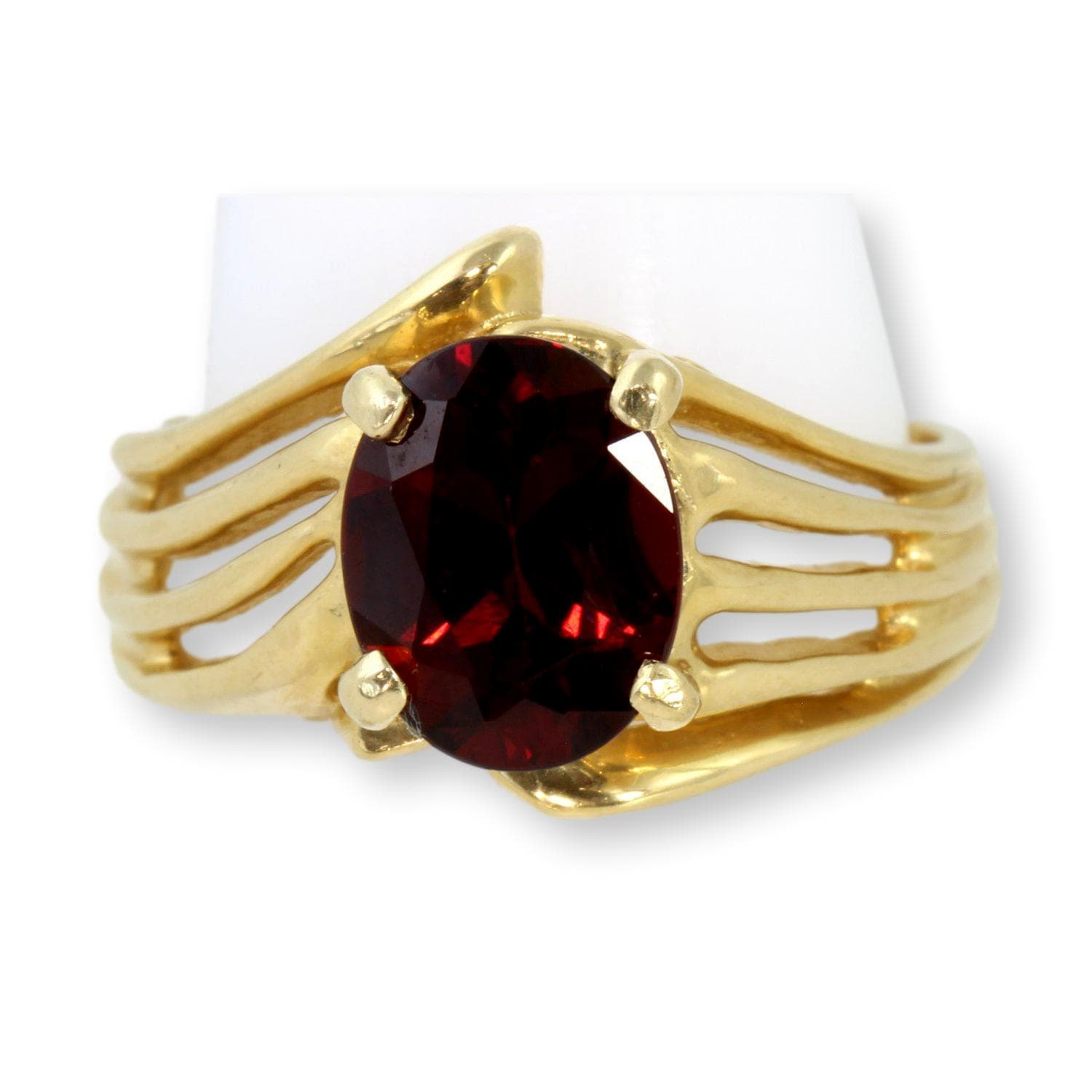 1.6ct Oval Deep Red Garnet Gemstone 14K Yellow Gold Ring - Size 6.25 - Image 1