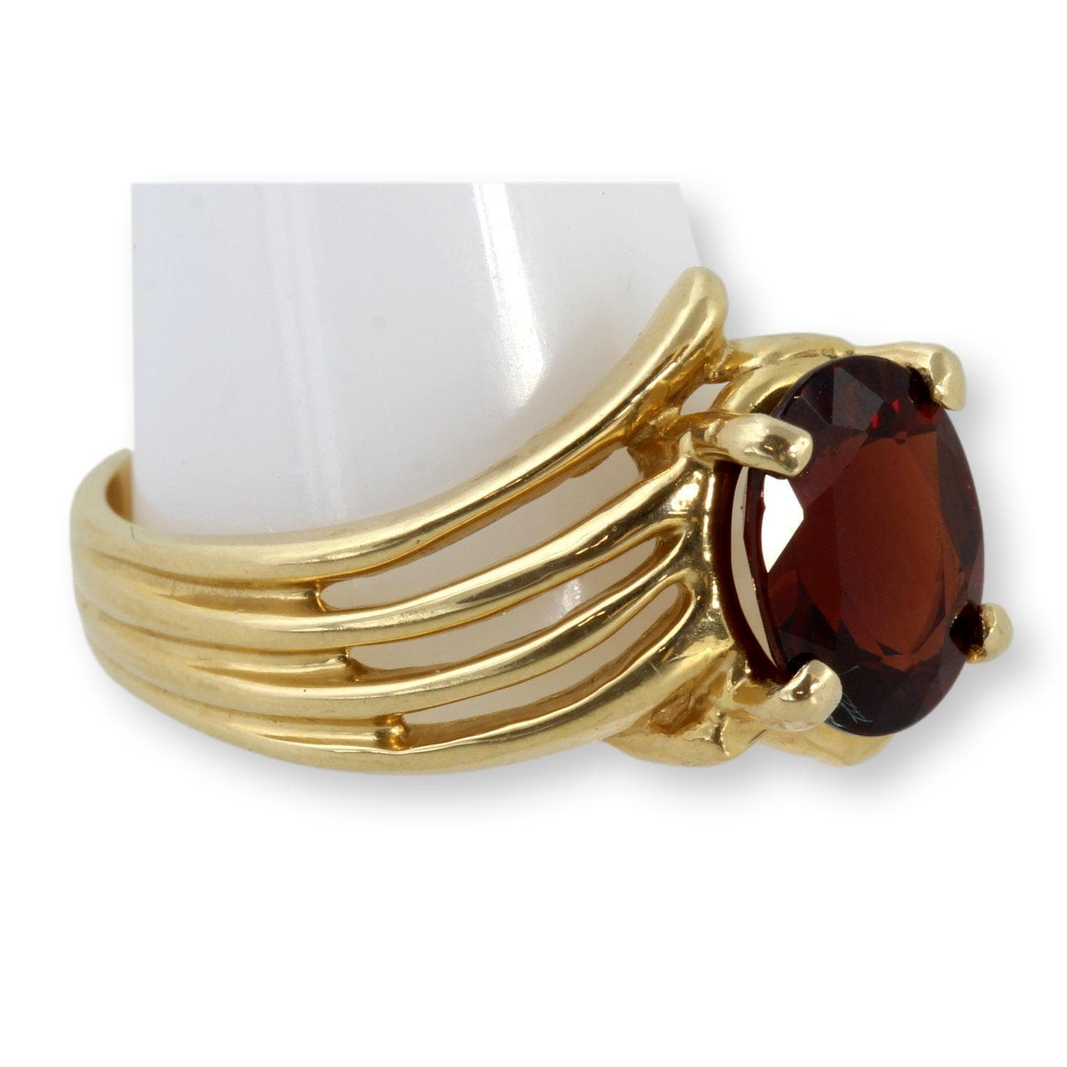 1.6ct Oval Deep Red Garnet Gemstone 14K Yellow Gold Ring - Size 6.25 - Thumbnail 2