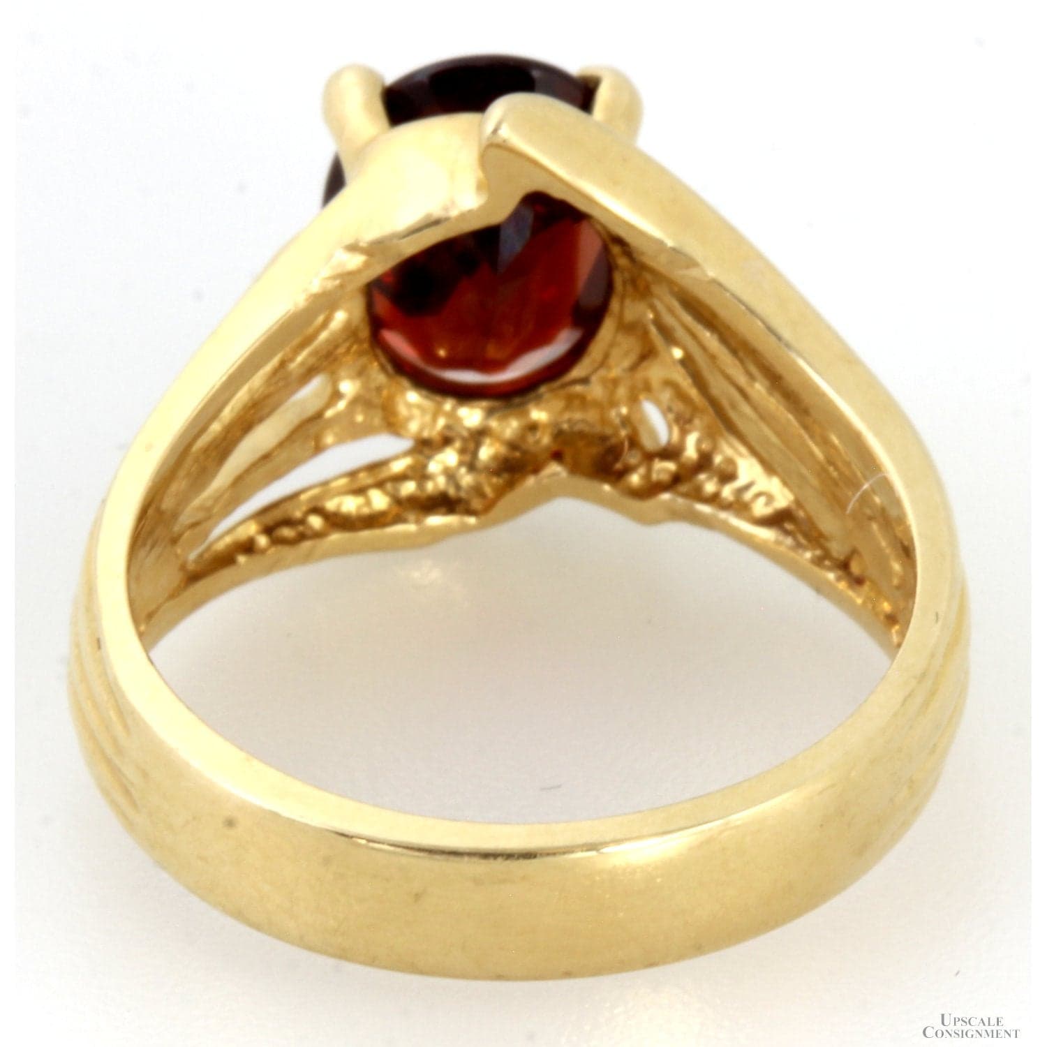 1.6ct Oval Deep Red Garnet Gemstone 14K Yellow Gold Ring - Size 6.25 - Thumbnail 4