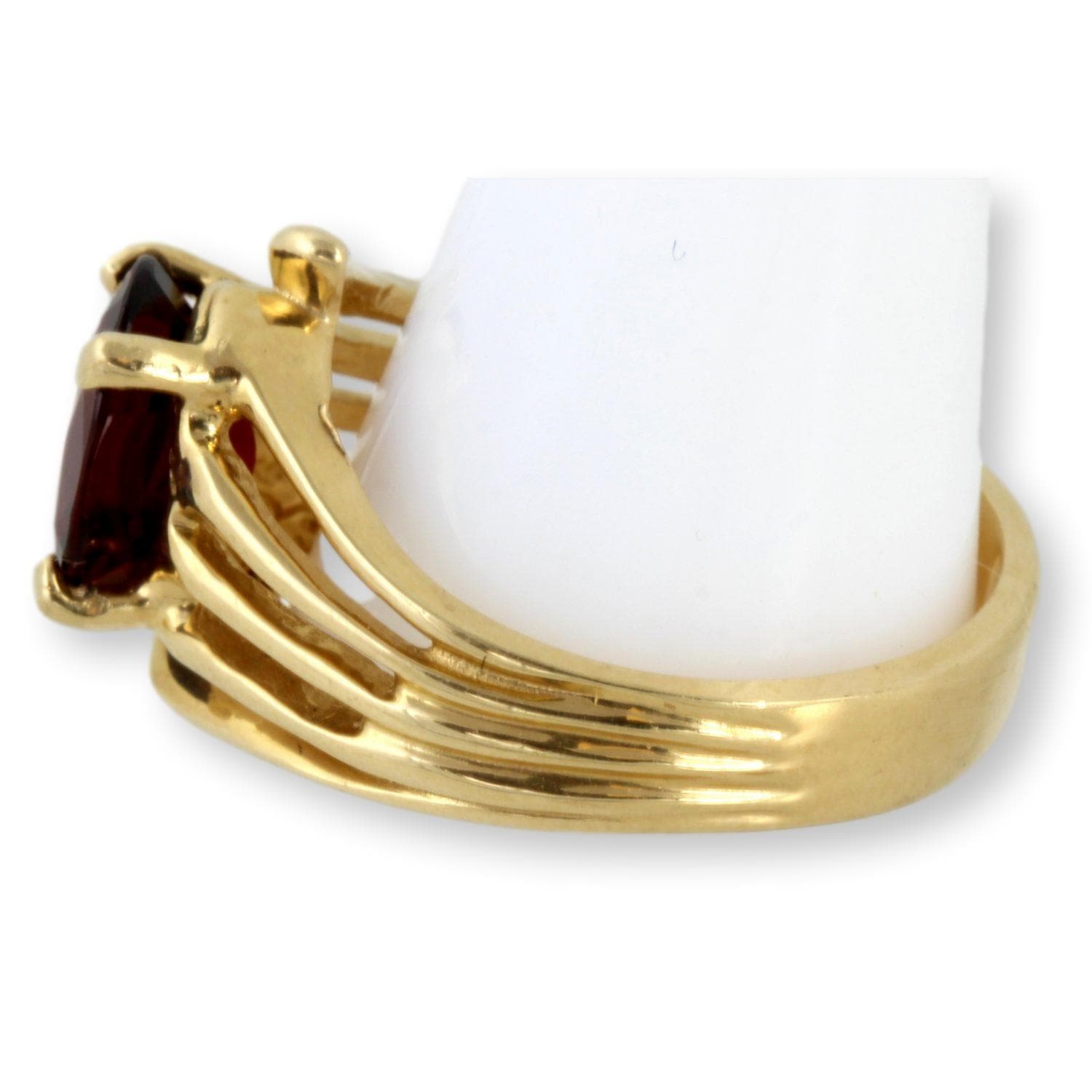 1.6ct Oval Deep Red Garnet Gemstone 14K Yellow Gold Ring - Size 6.25 - Thumbnail 3