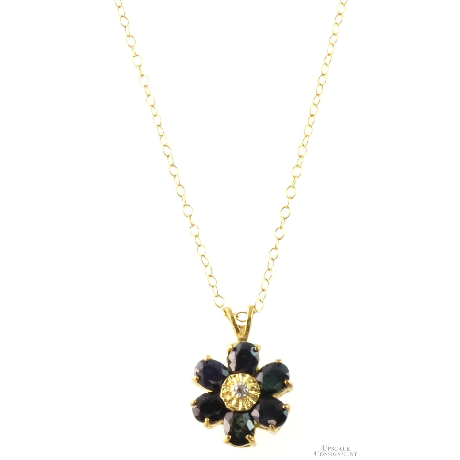 5ctw Black Sapphire & Diamond 18K Gold Vermeil Necklace - 18 in - Thumbnail 2
