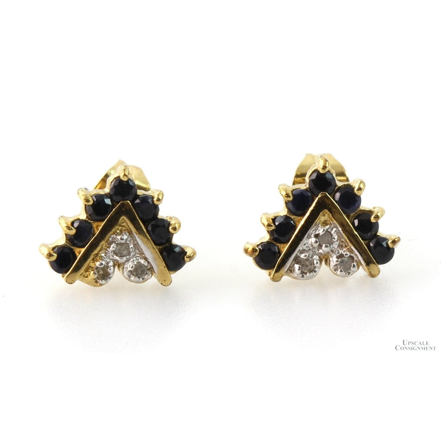 1.2ctw Black Sapphire & Diamond 18K Gold Vermeil Earrings - Image 1