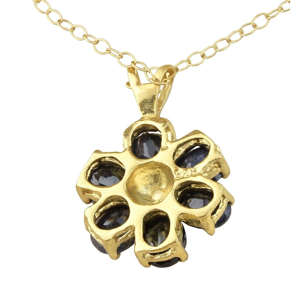 5ctw Black Sapphire & Diamond 18K Gold Vermeil Necklace - 18 in - Thumbnail 3
