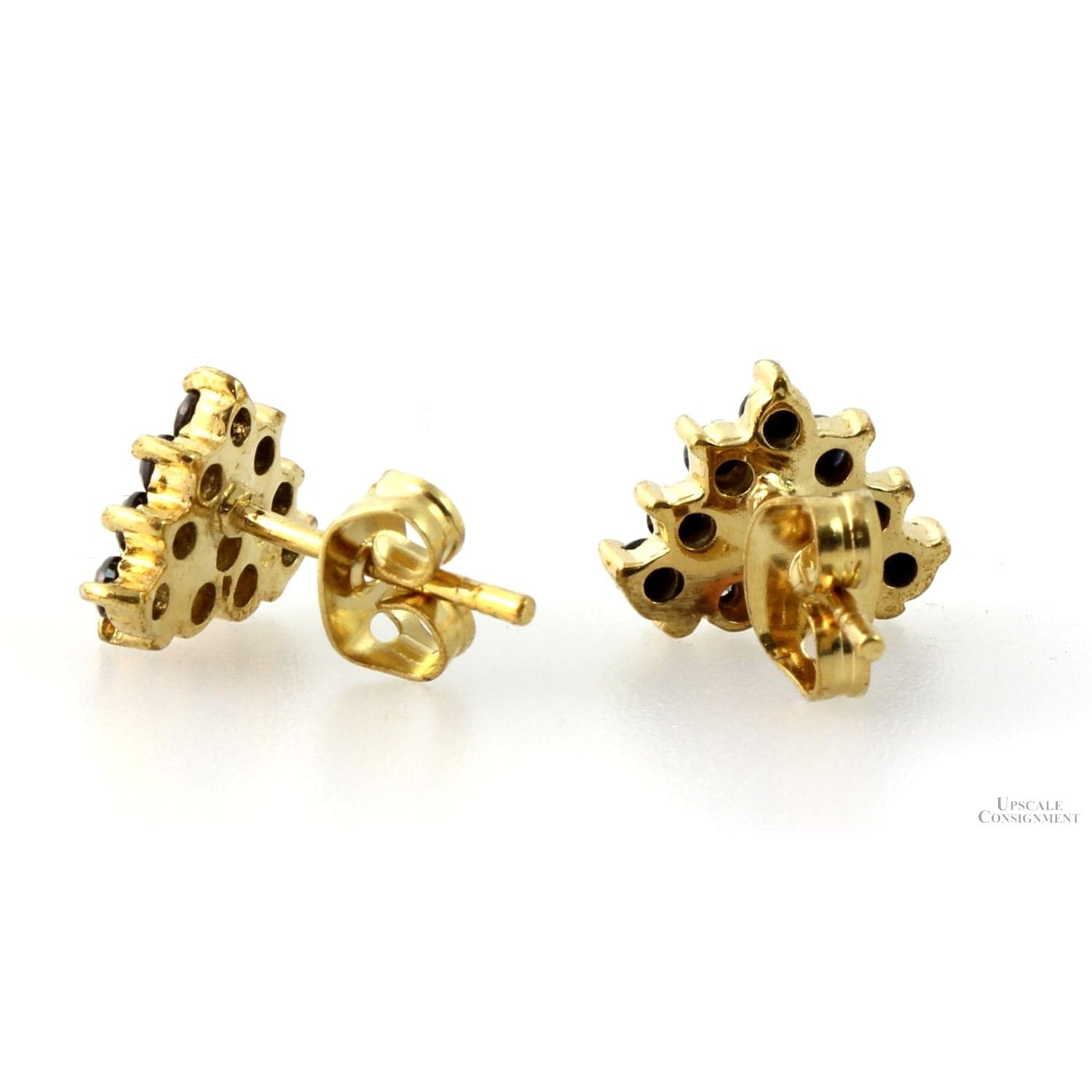 1.2ctw Black Sapphire & Diamond 18K Gold Vermeil Earrings - Thumbnail 2