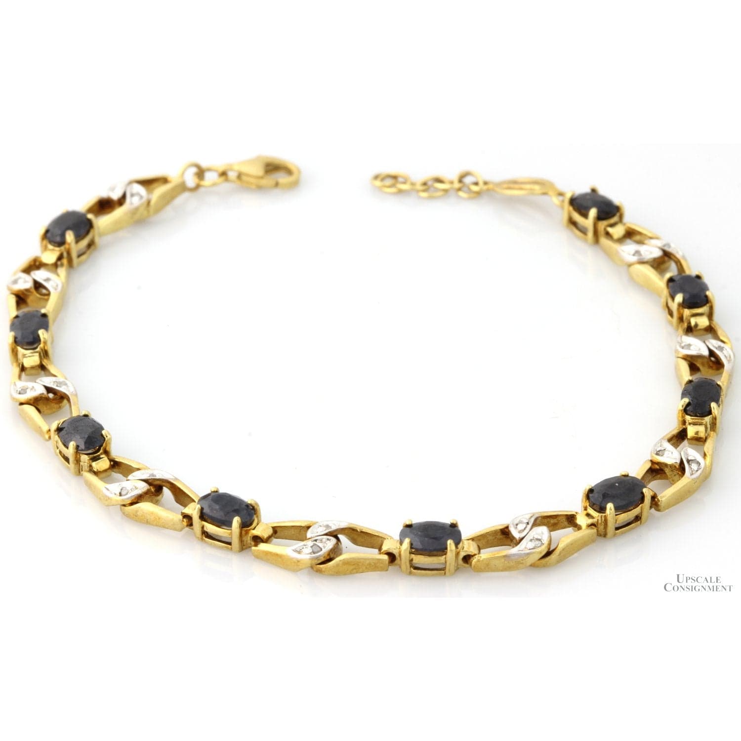 5.65ctw Sapphire Diamond 18K Gold Vermeil Bracelet - 8.5"(l) - Image 1