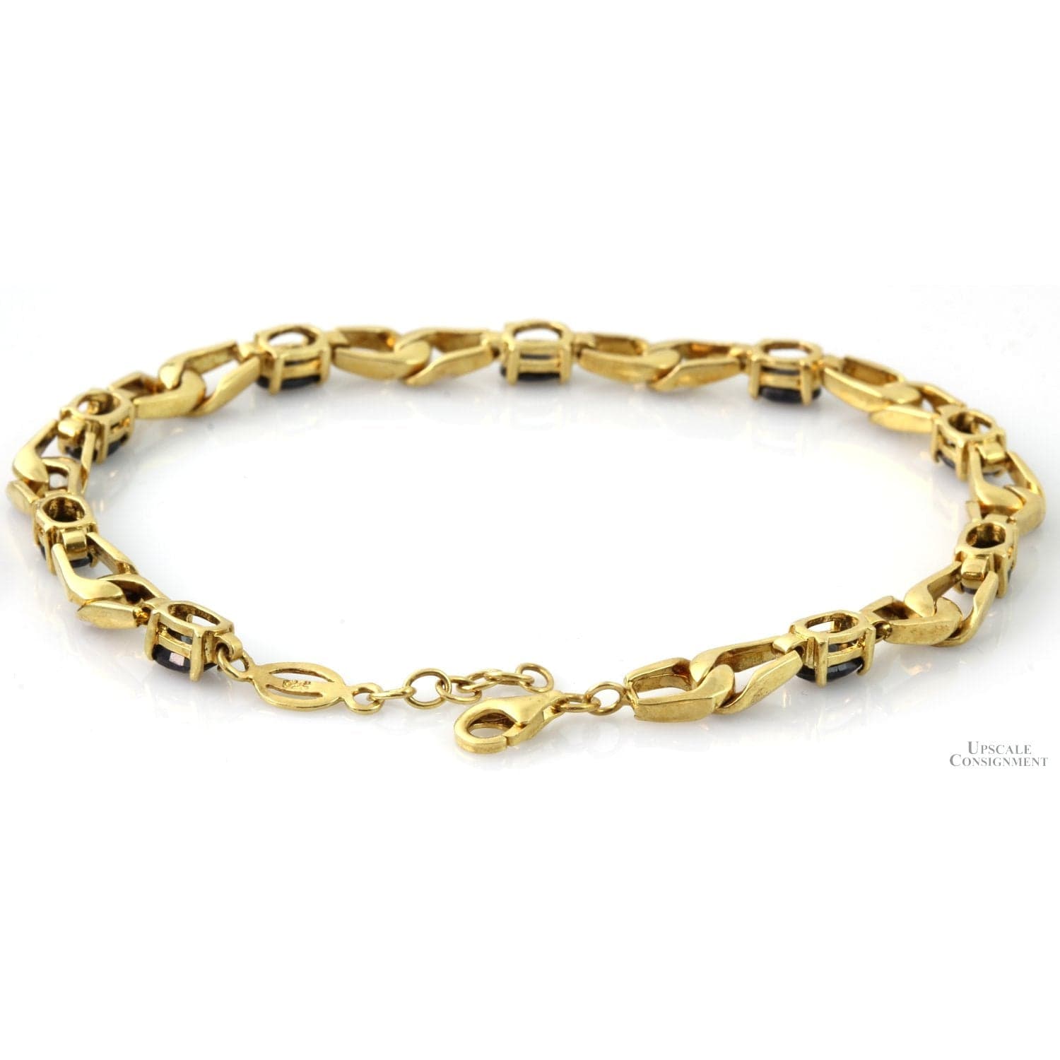 5.65ctw Sapphire Diamond 18K Gold Vermeil Bracelet - 8.5"(l) - Thumbnail 2