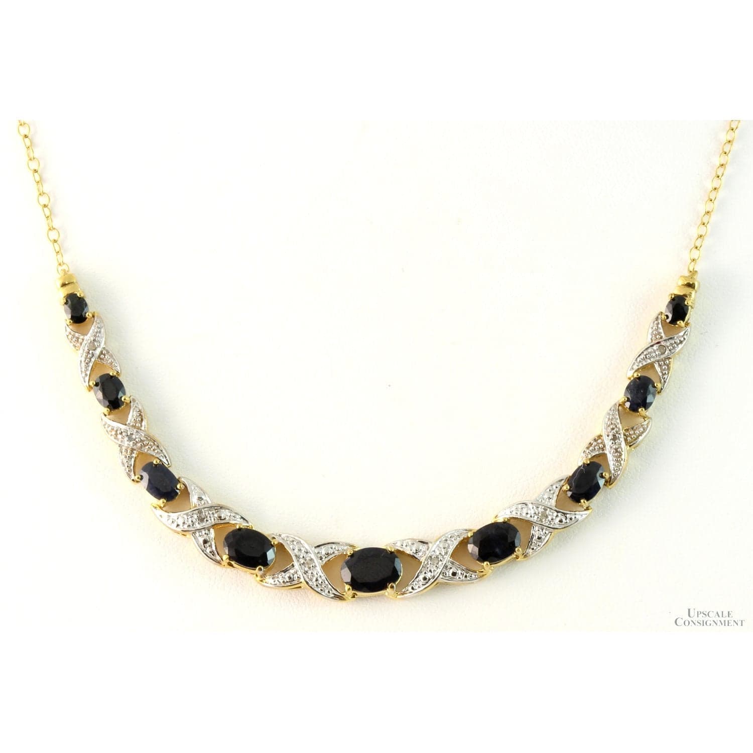 7ctw Black Sapphire Diamond 18K Gold Vermeil Necklace - 17 in - Image 1