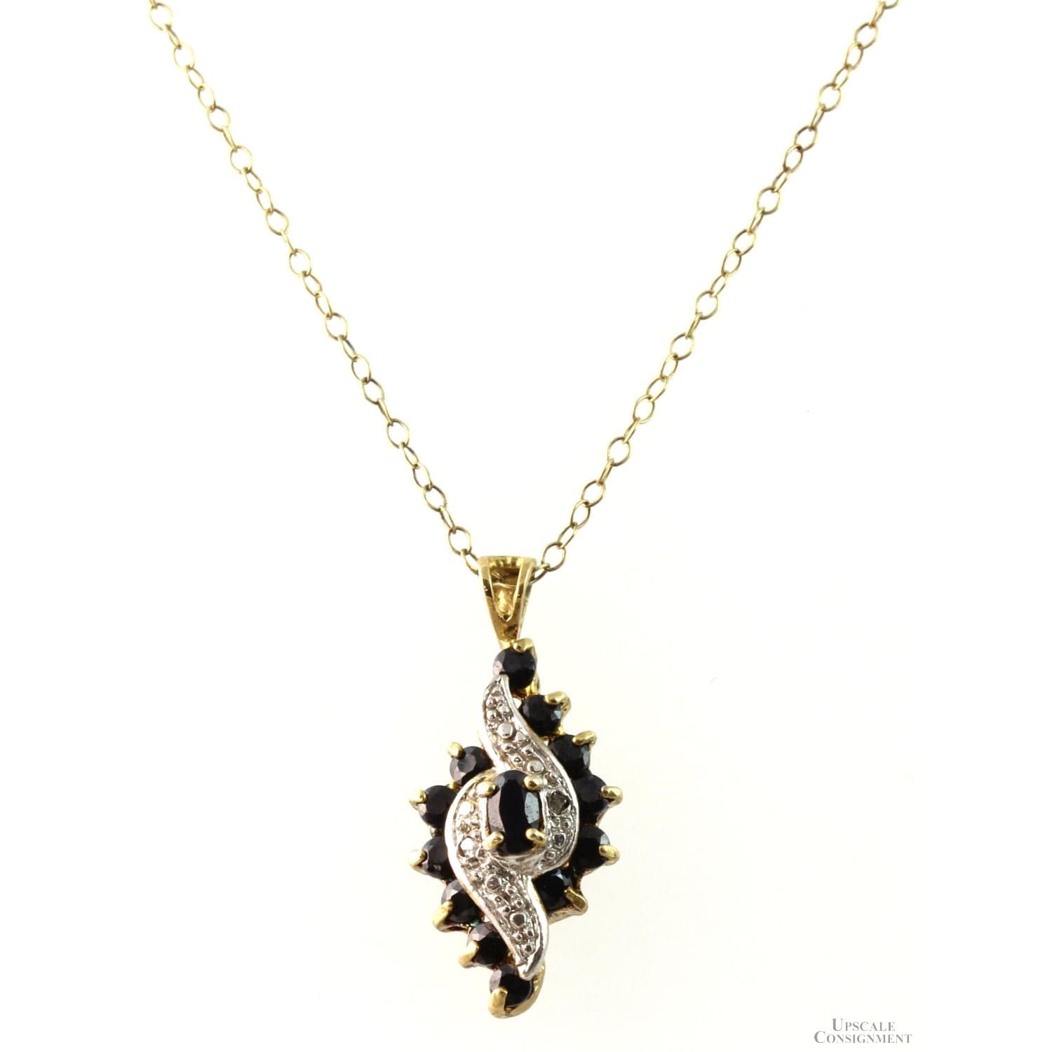 2.70ctw Sapphire & Diamond 18K Gold Vermeil Necklace - 18"-21" - Thumbnail 2