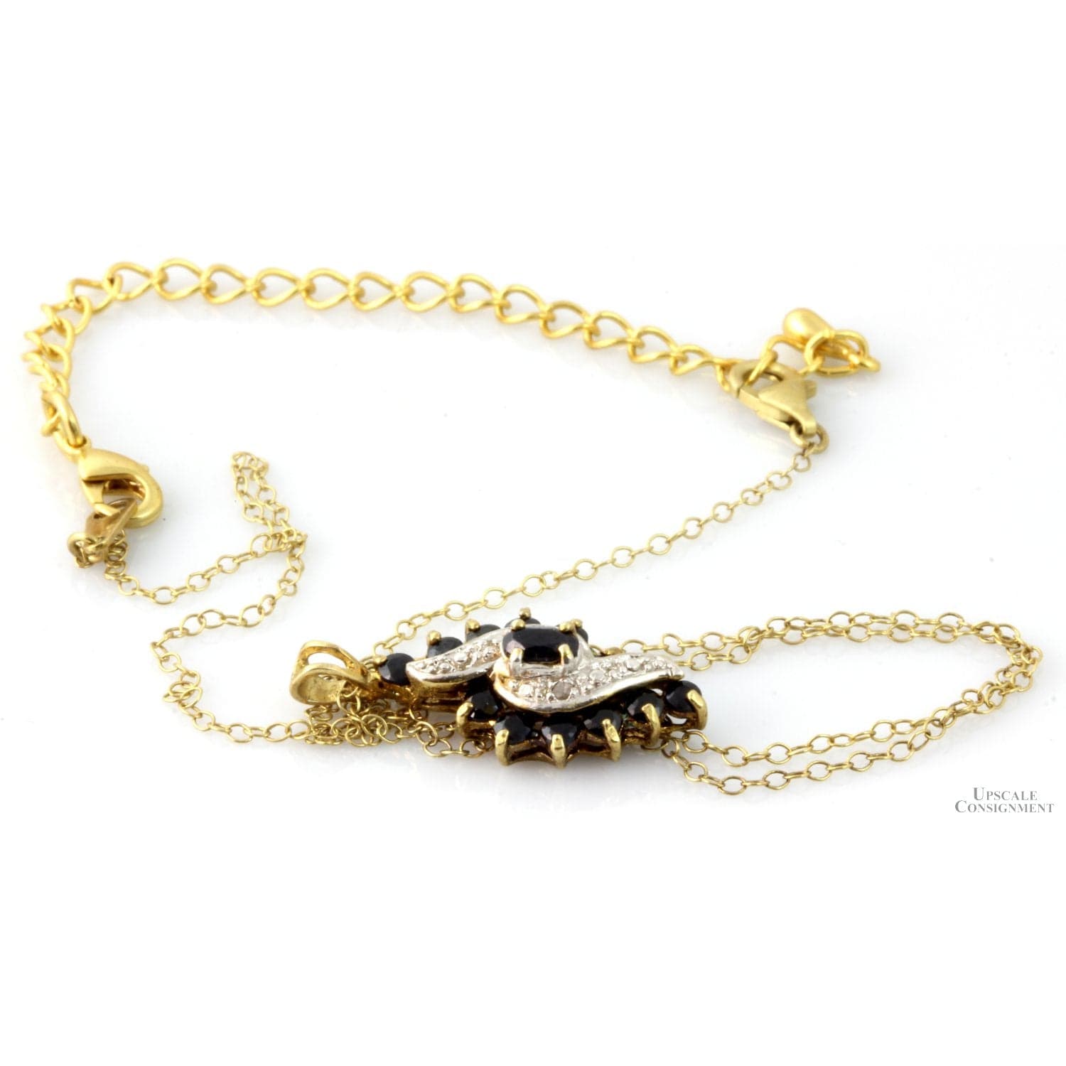 2.70ctw Sapphire & Diamond 18K Gold Vermeil Necklace - 18"-21" - Thumbnail 3