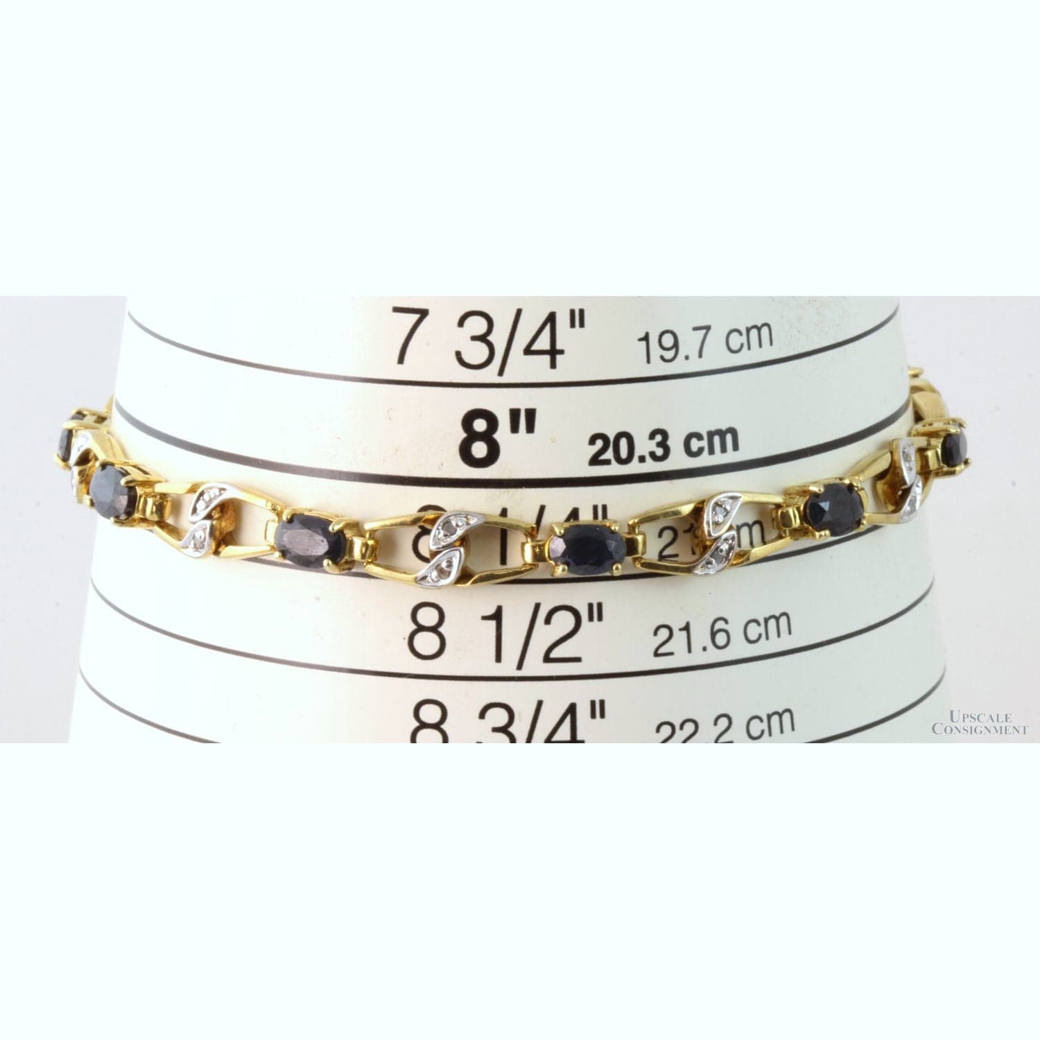 5.65ctw Sapphire Diamond 18K Gold Vermeil Bracelet - 8.5"(l) - Thumbnail 4