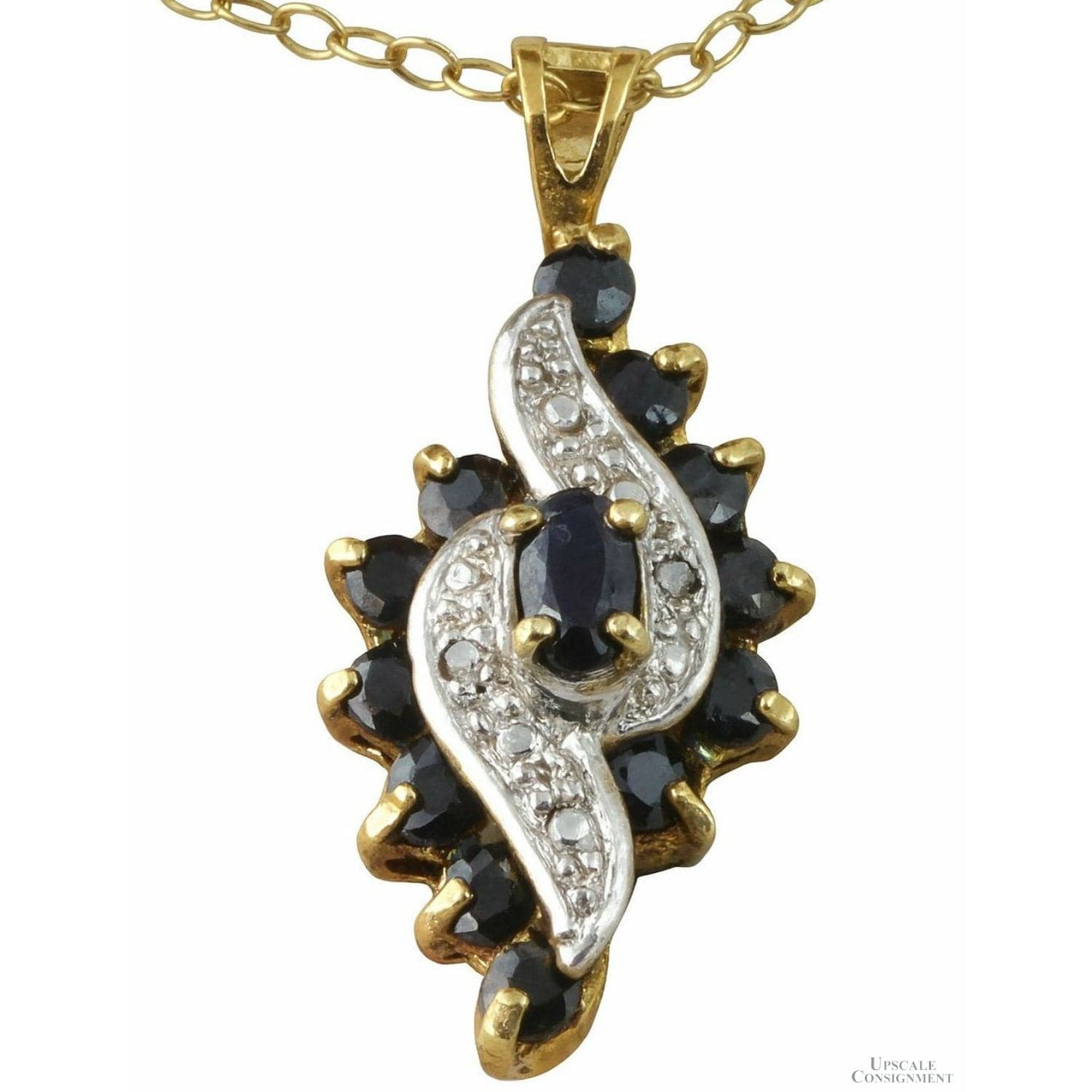 2.70ctw Sapphire & Diamond 18K Gold Vermeil Necklace - 18"-21" - Image 1