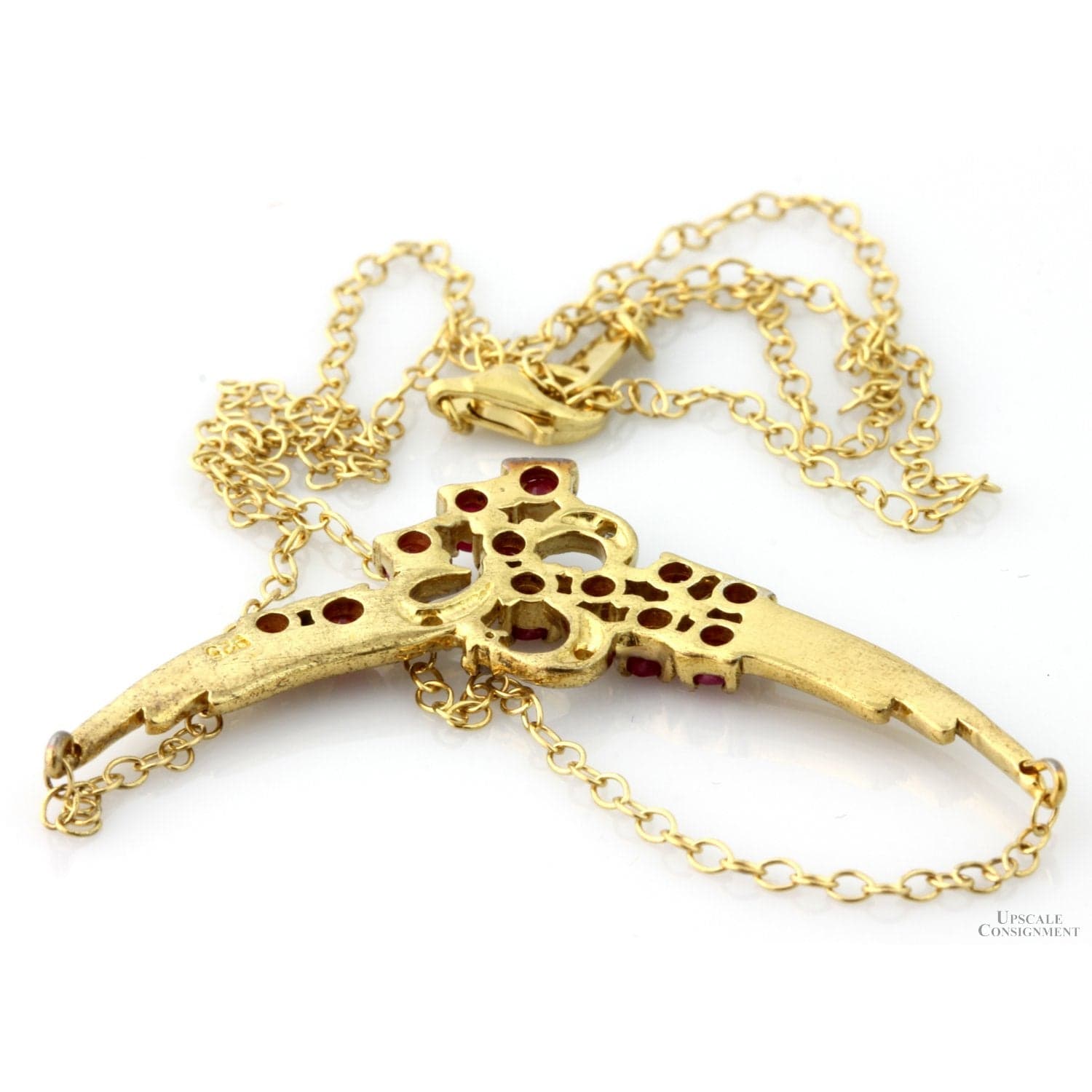 1.00ctw Ruby & Diamond 18K Gold Vermeil Necklace - 18 in - Thumbnail 3