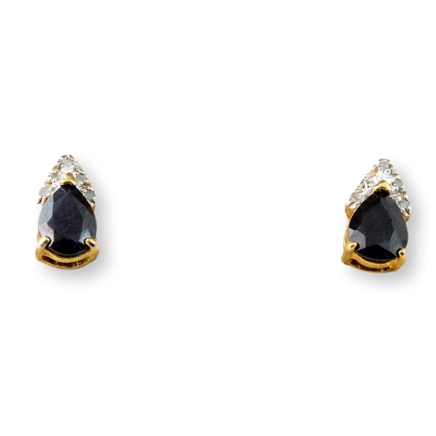 3ctw Black Sapphire Diamond 18K Gold Vermeil Teardrop Earrings - Image 1