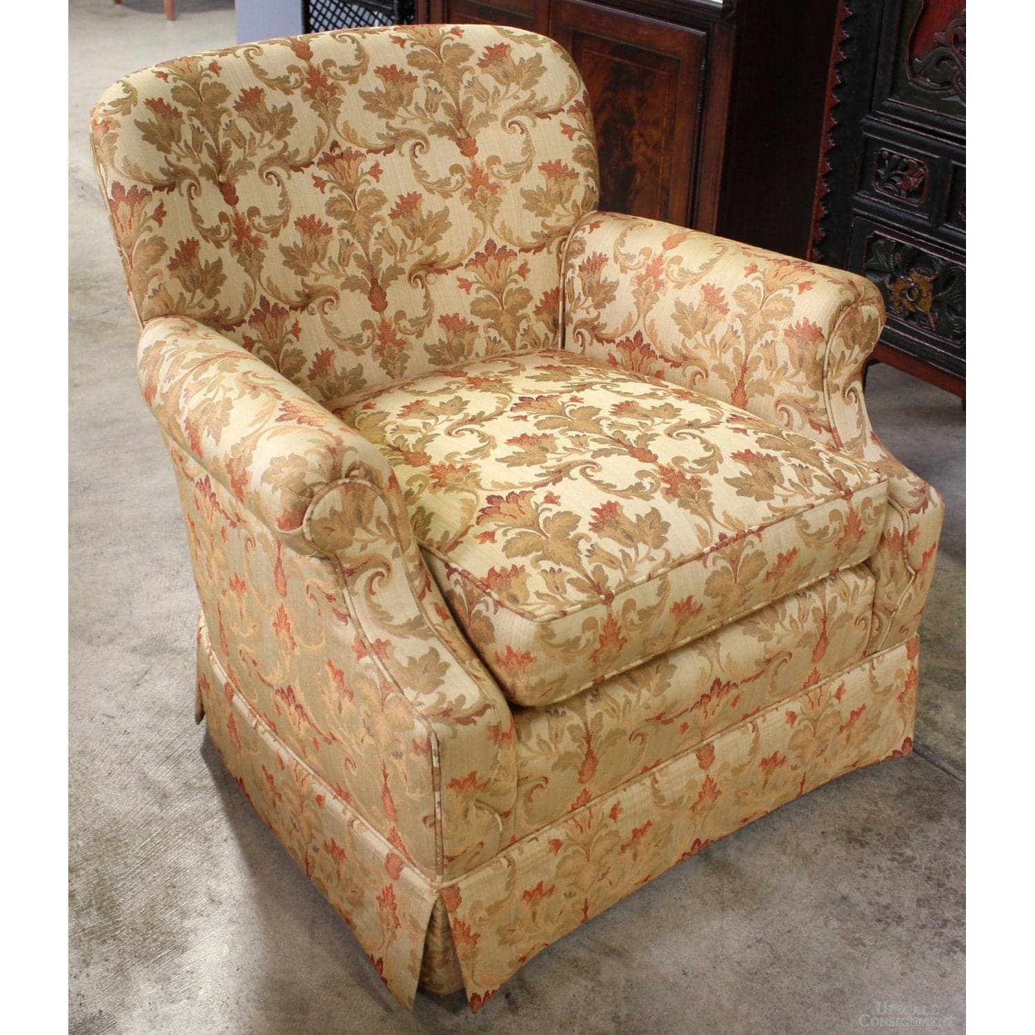 Kepler's Upholstery Gold & Red Botanical Club Chair - Multi-Color - Thumbnail 3