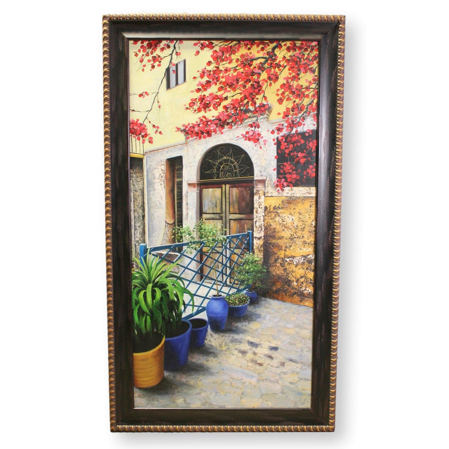 68'' x 38'' Framed Artwork 'Bouganvillas in Greece' - Image 1