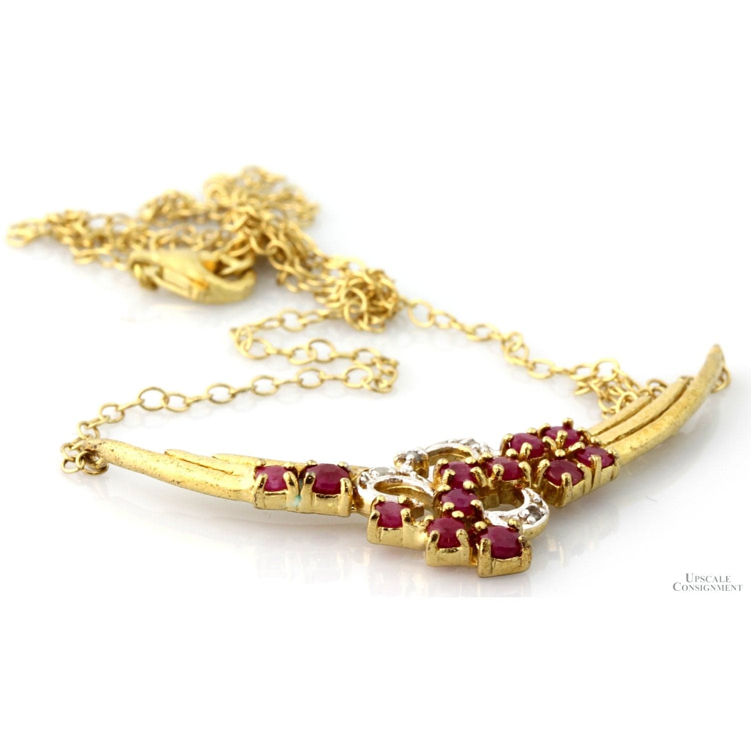 1.00ctw Ruby & Diamond 18K Gold Vermeil Necklace - 18 in - Thumbnail 2