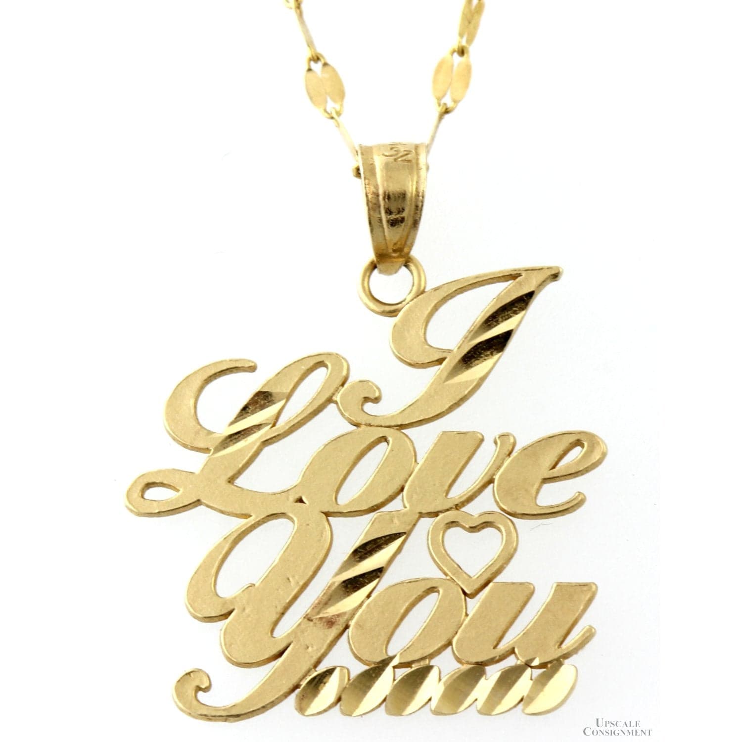 14K Yellow Gold Italian "I Love You" Script Pendant Necklace - 18 in - Image 1