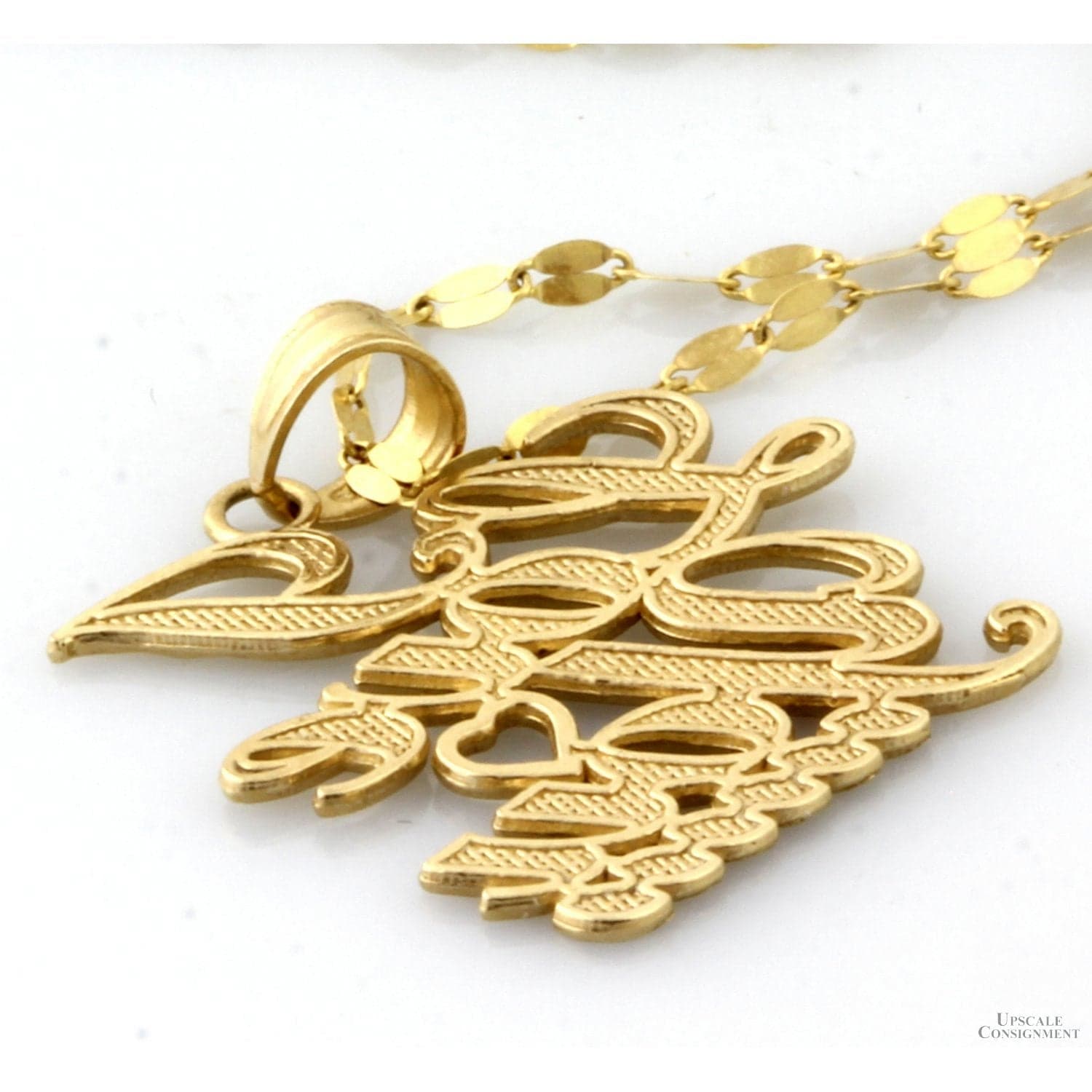 14K Yellow Gold Italian "I Love You" Script Pendant Necklace - 18 in - Thumbnail 3