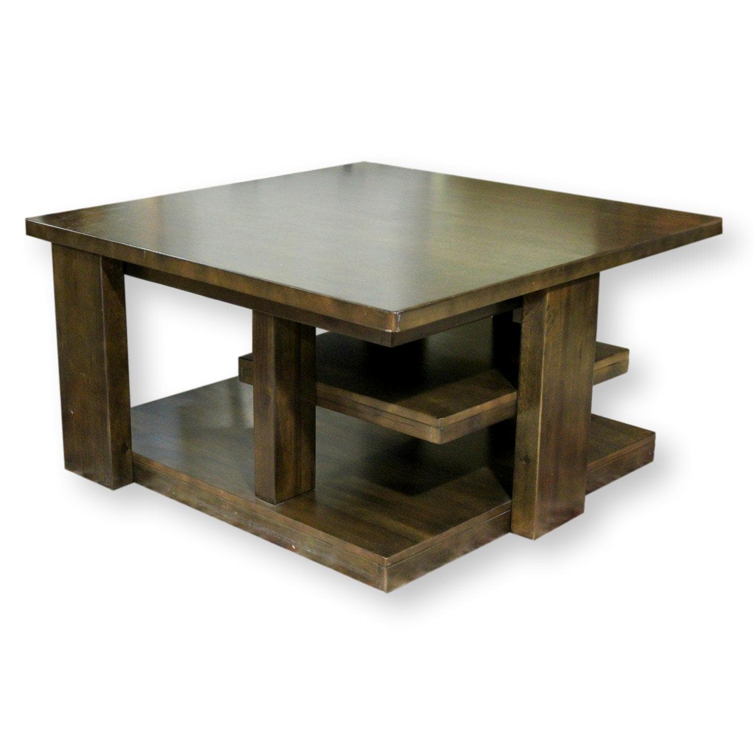 Ashley Tiered Square Coffee Table - Dark Brown - Image 1