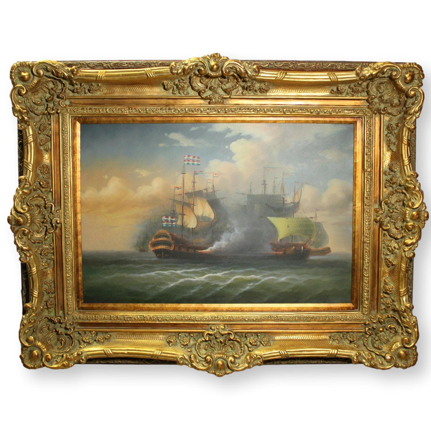 Framed Oil - Dutch Armada Battle - Image 1