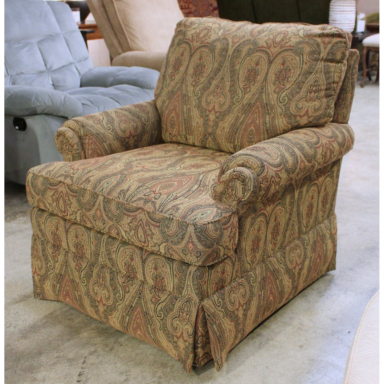 Ethan Allen Tapestry Club Chair - Multi-Color - Thumbnail 2