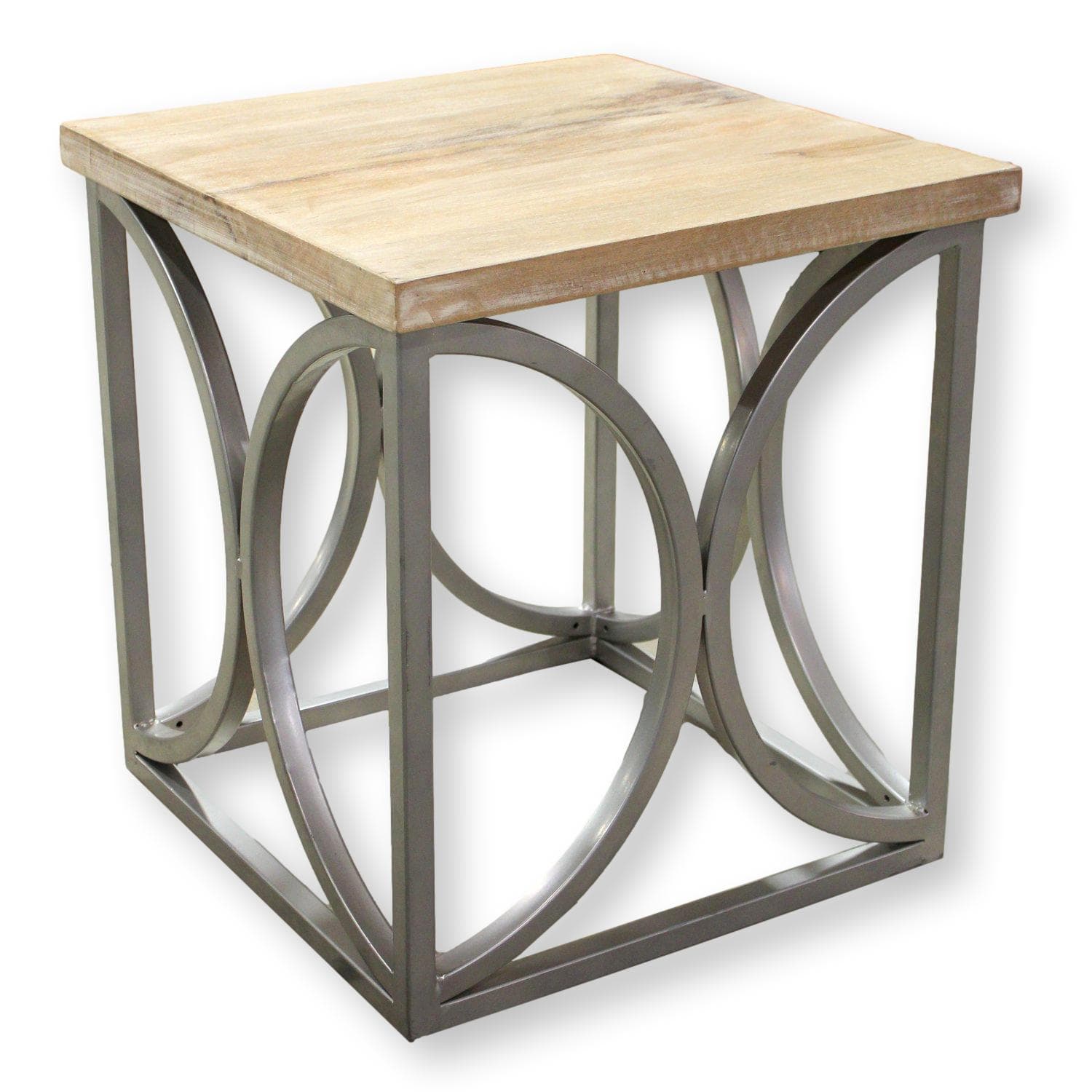 Wood Top, Steel Base End Table - Image 1