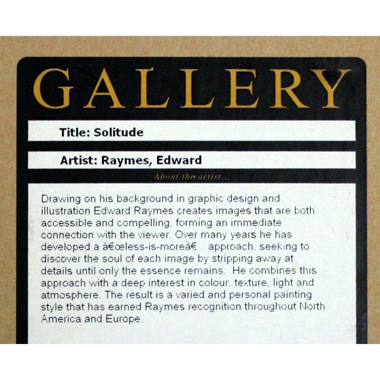 Framed Print "Solitude" by Edward Raymes - Thumbnail 5