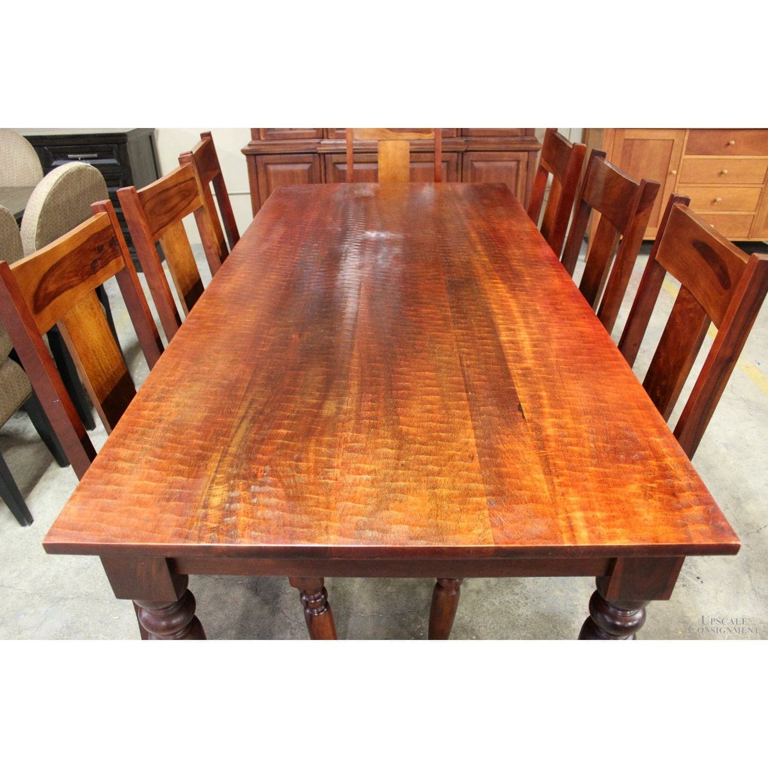 World Market Hand Hewn Tropical Dining Table w/8 Chairs - Warm Finish - Thumbnail 3