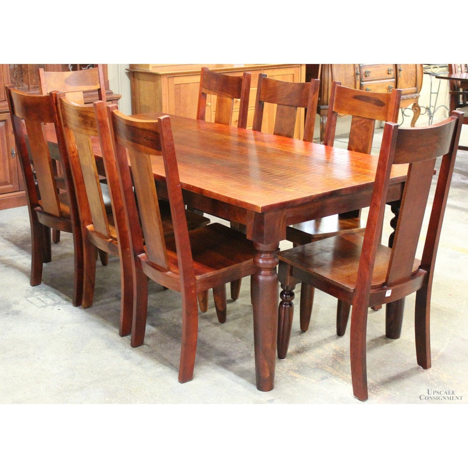 World Market Hand Hewn Tropical Dining Table w/8 Chairs - Warm Finish - Thumbnail 2
