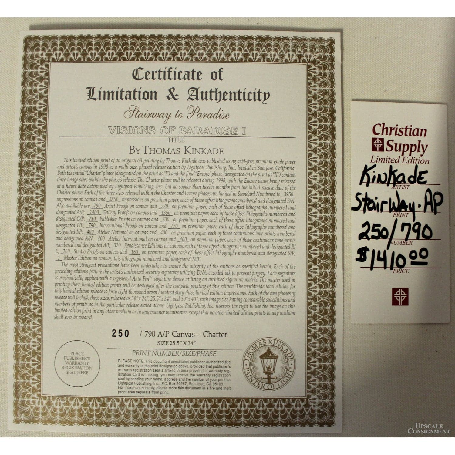 Framed Limited Edition Lithograph "Stairway to Paradise" by Thomas Kinkade - Thumbnail 7