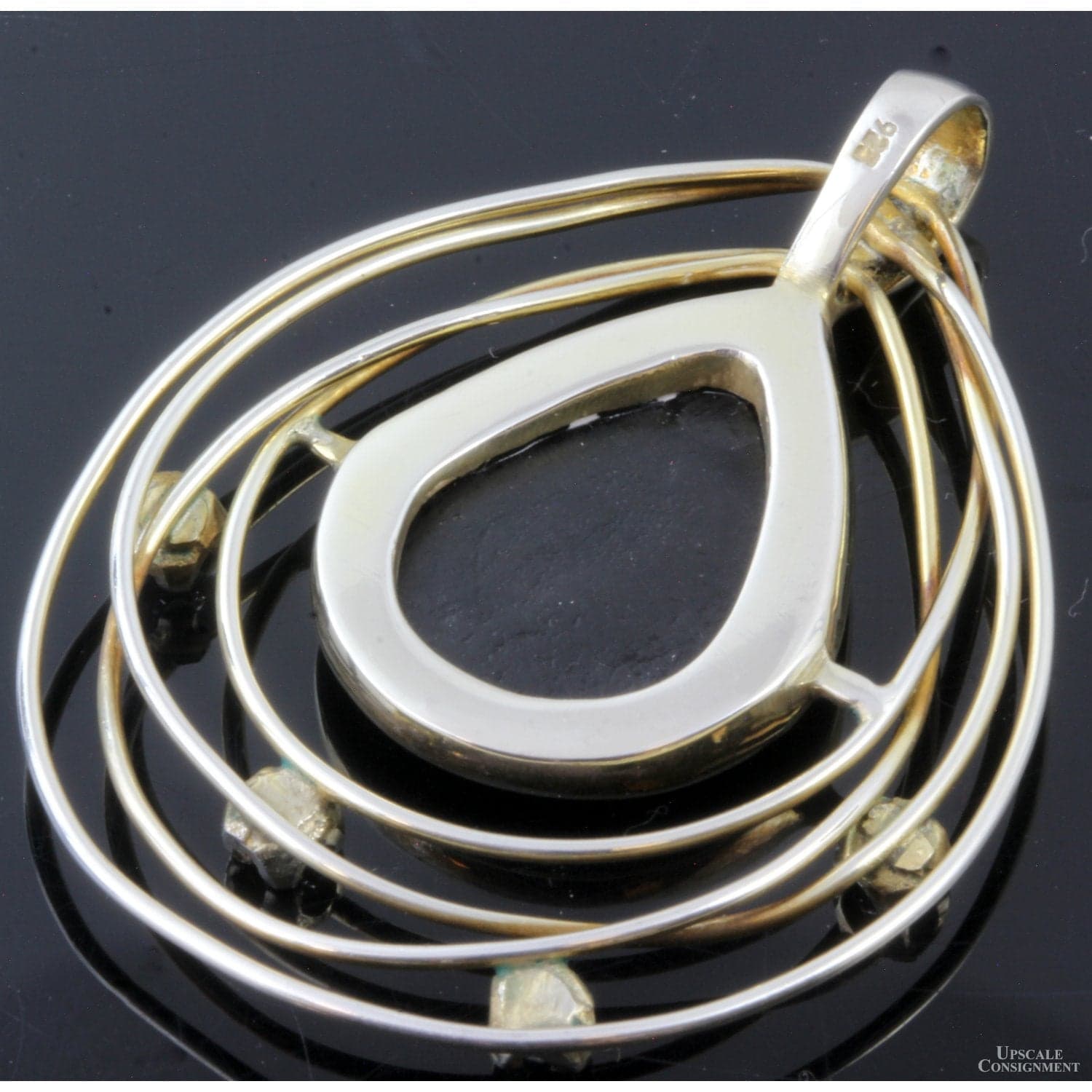 Ammolite Triplet & White Sapphire Sterling Silver Pendant - 2.00"(L) - Thumbnail 2