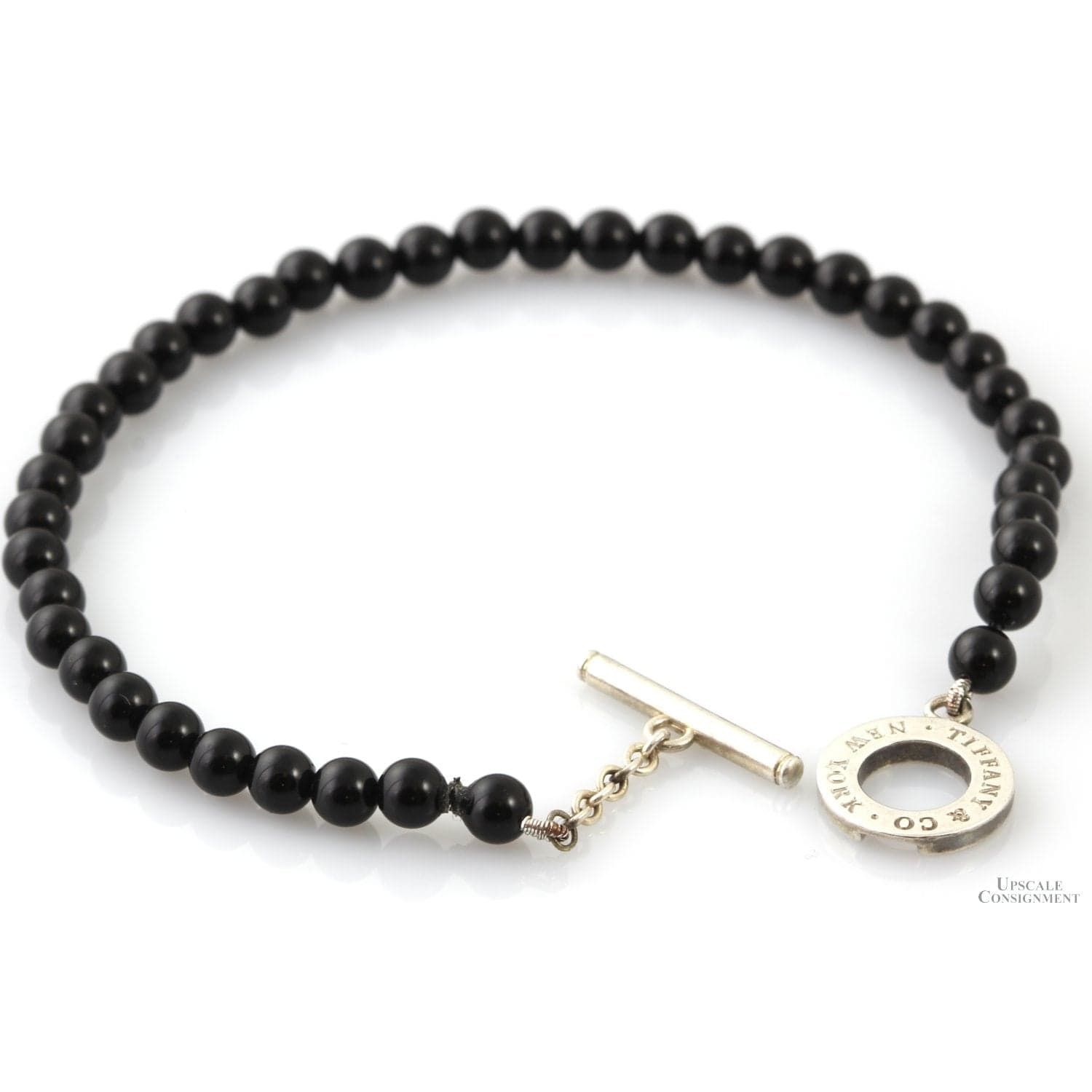 Tiffany & Co. Black Onyx Bead Sterling Silver Toggle Bracelet - 7.5 in. - Thumbnail 2