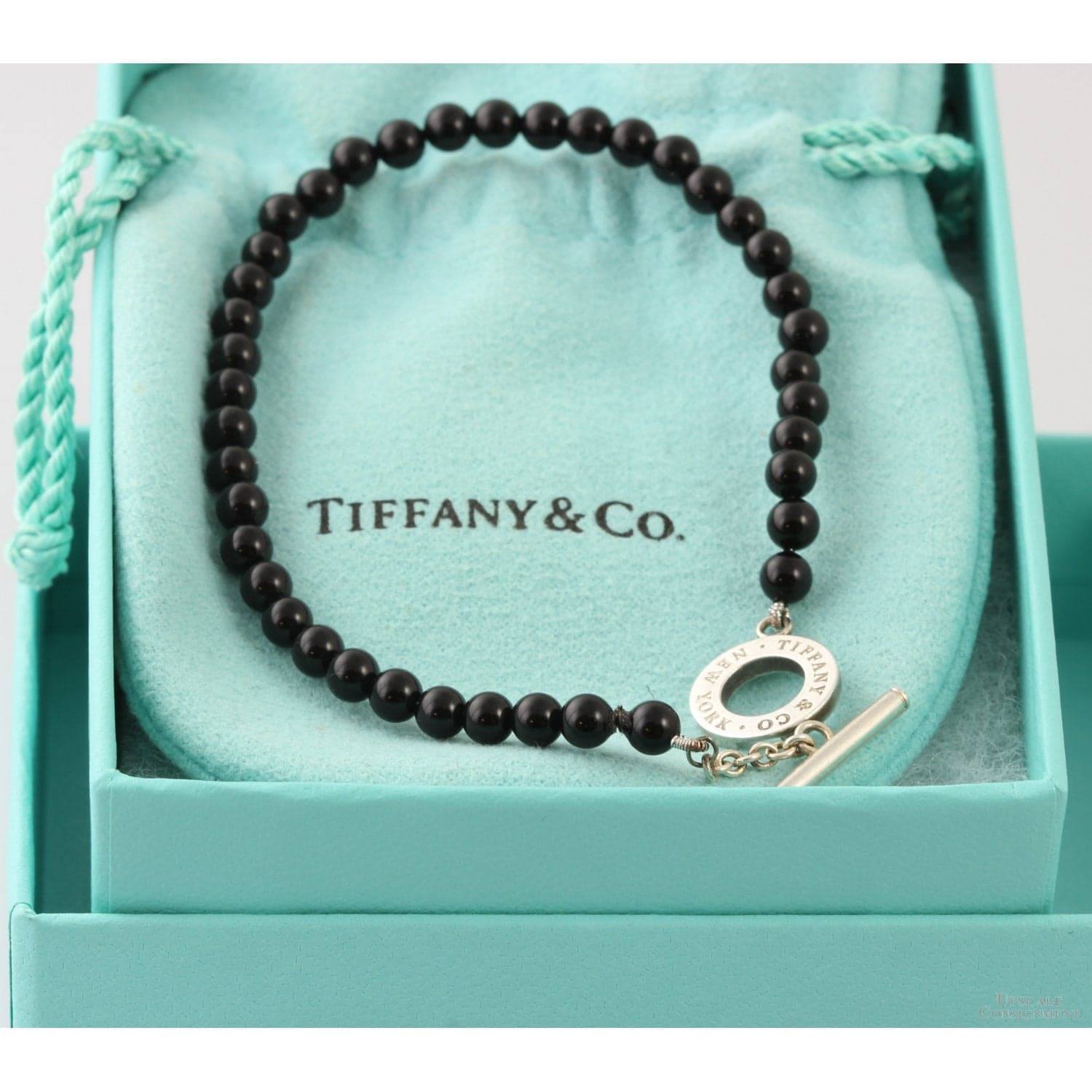 Tiffany & Co. Black Onyx Bead Sterling Silver Toggle Bracelet - 7.5 in. - Thumbnail 4