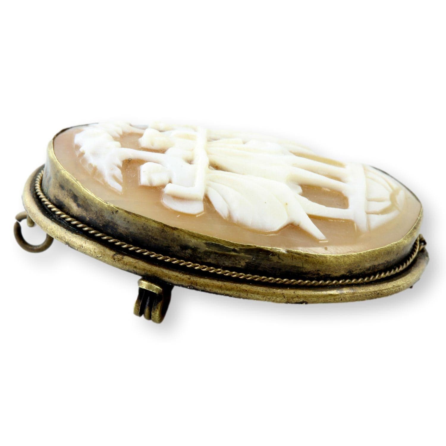 800 Silver THREE GRACES Shell Cameo Pendant Brooch - 1.5 in - Thumbnail 4