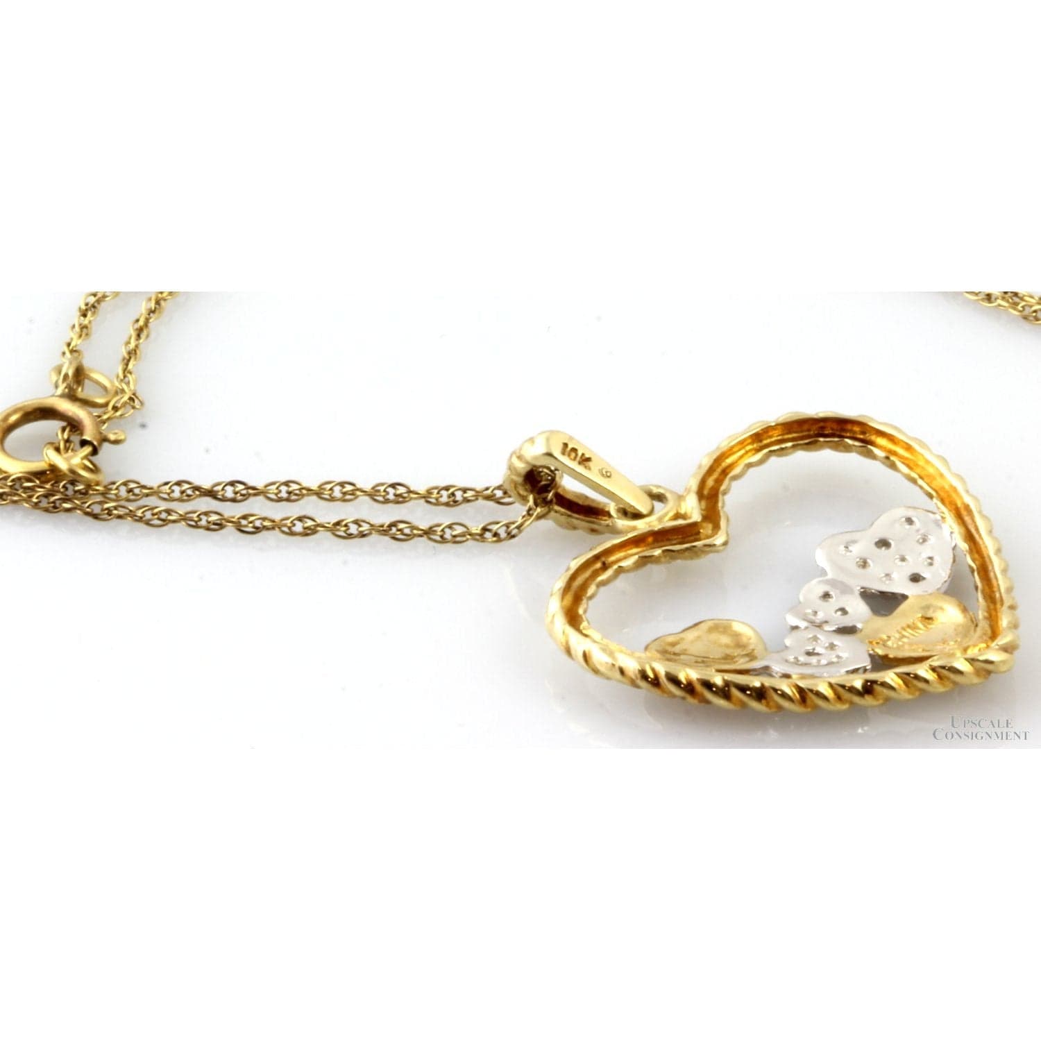 10K Gold & Diamond Heart Pendant & 14K Gold-Filled Chain - 18 in - Thumbnail 4