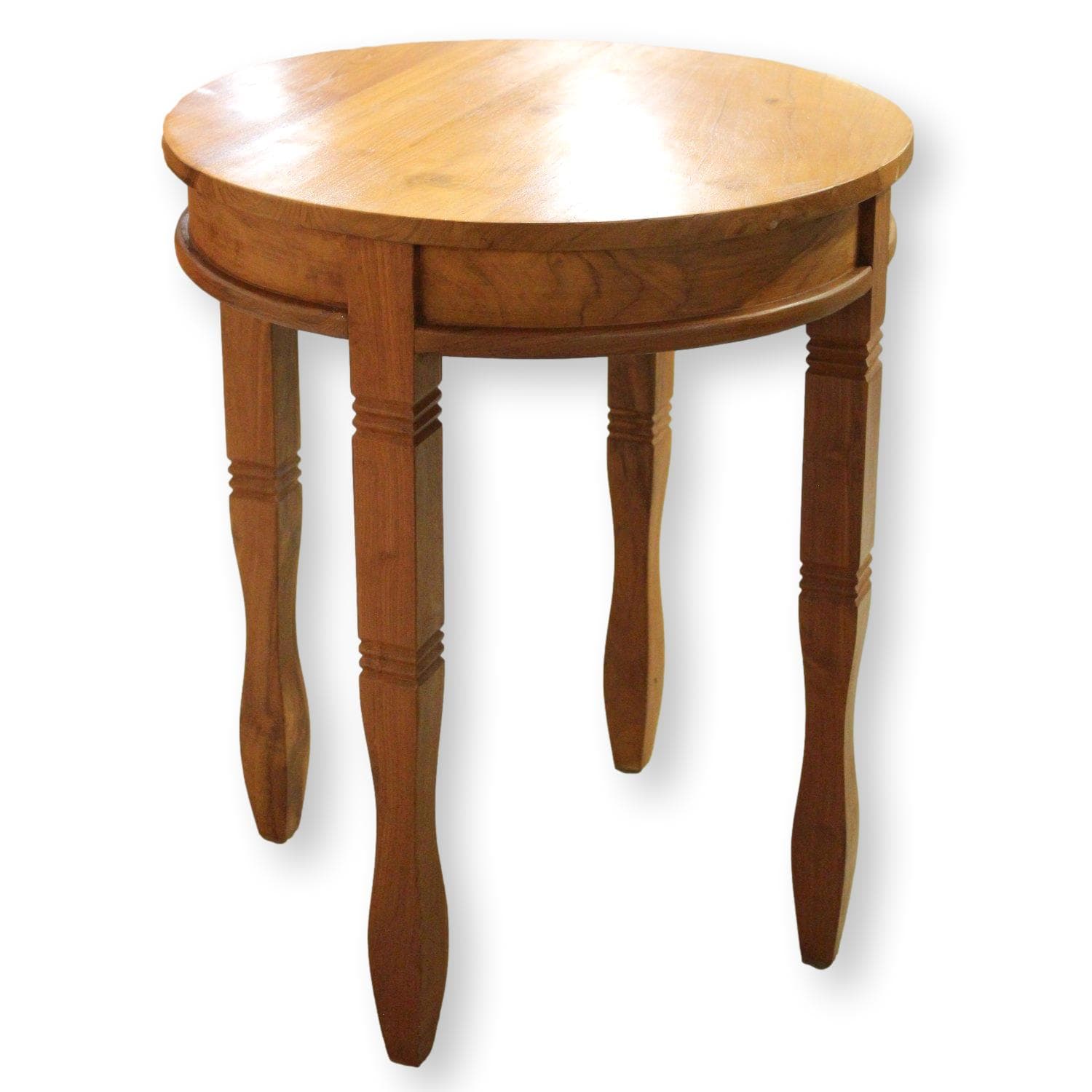 Round Solid Teak End Table - Image 1