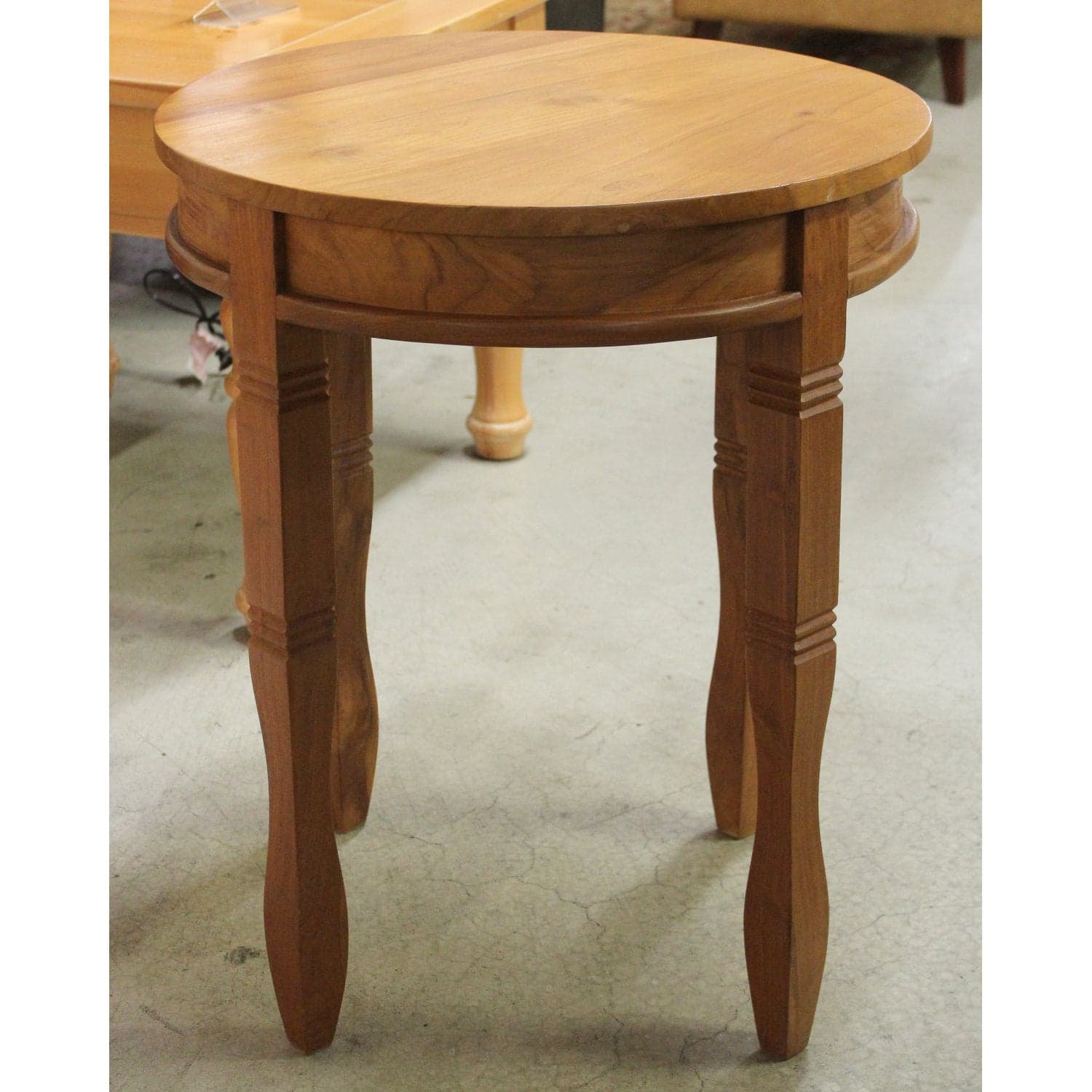 Round Solid Teak End Table - Thumbnail 2